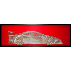Ferrari F40 Silver sur fond rouge