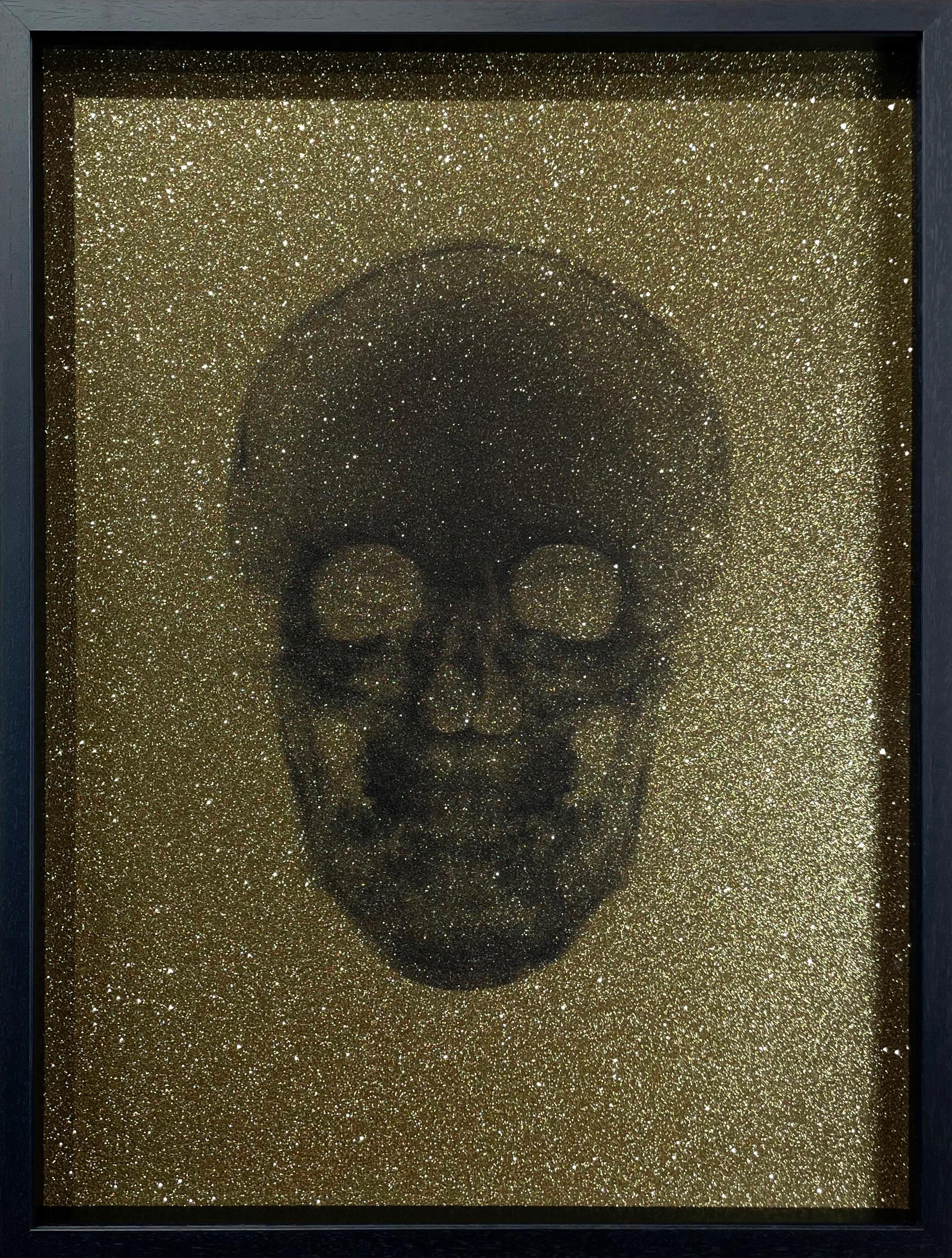 Crystal Skull (Black on gold) - Photograph by Nick Veasey