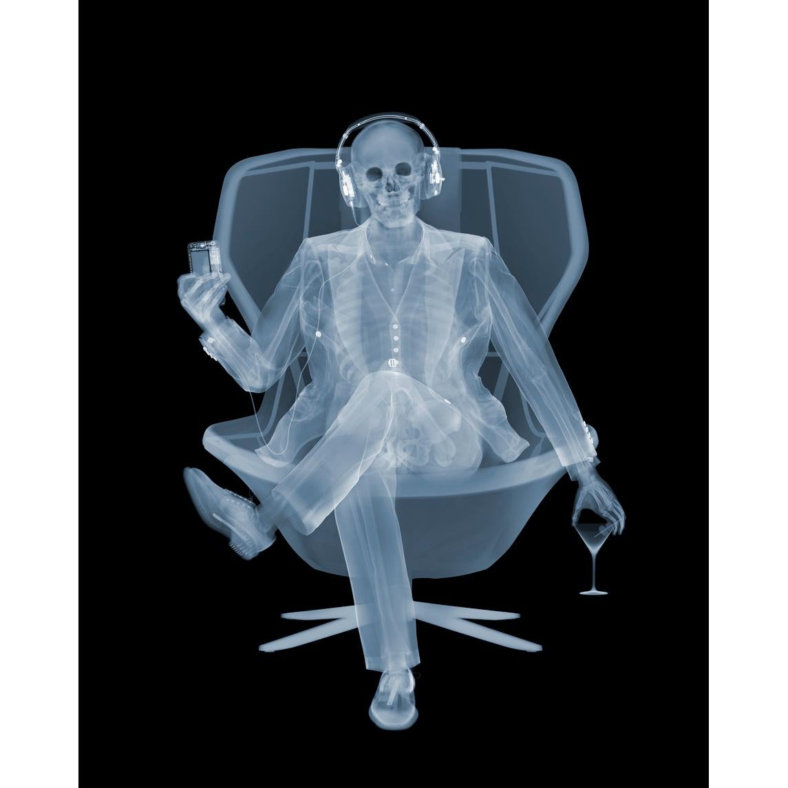 Nick Veasey Black and White Photograph - Easy Listener, February 2018