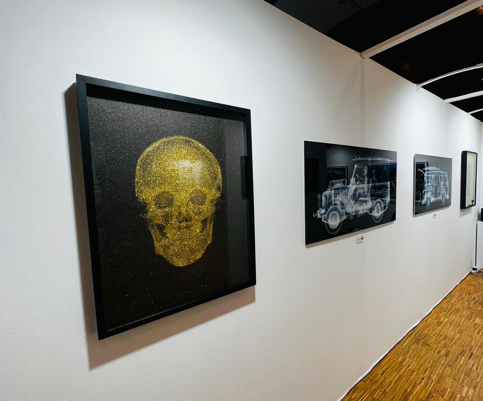Glitter Totenkopf (gold auf Schwarz) – Photograph von Nick Veasey