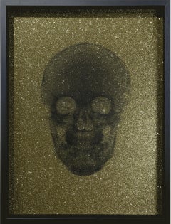 Glitter Totenkopf (gold auf Schwarz)