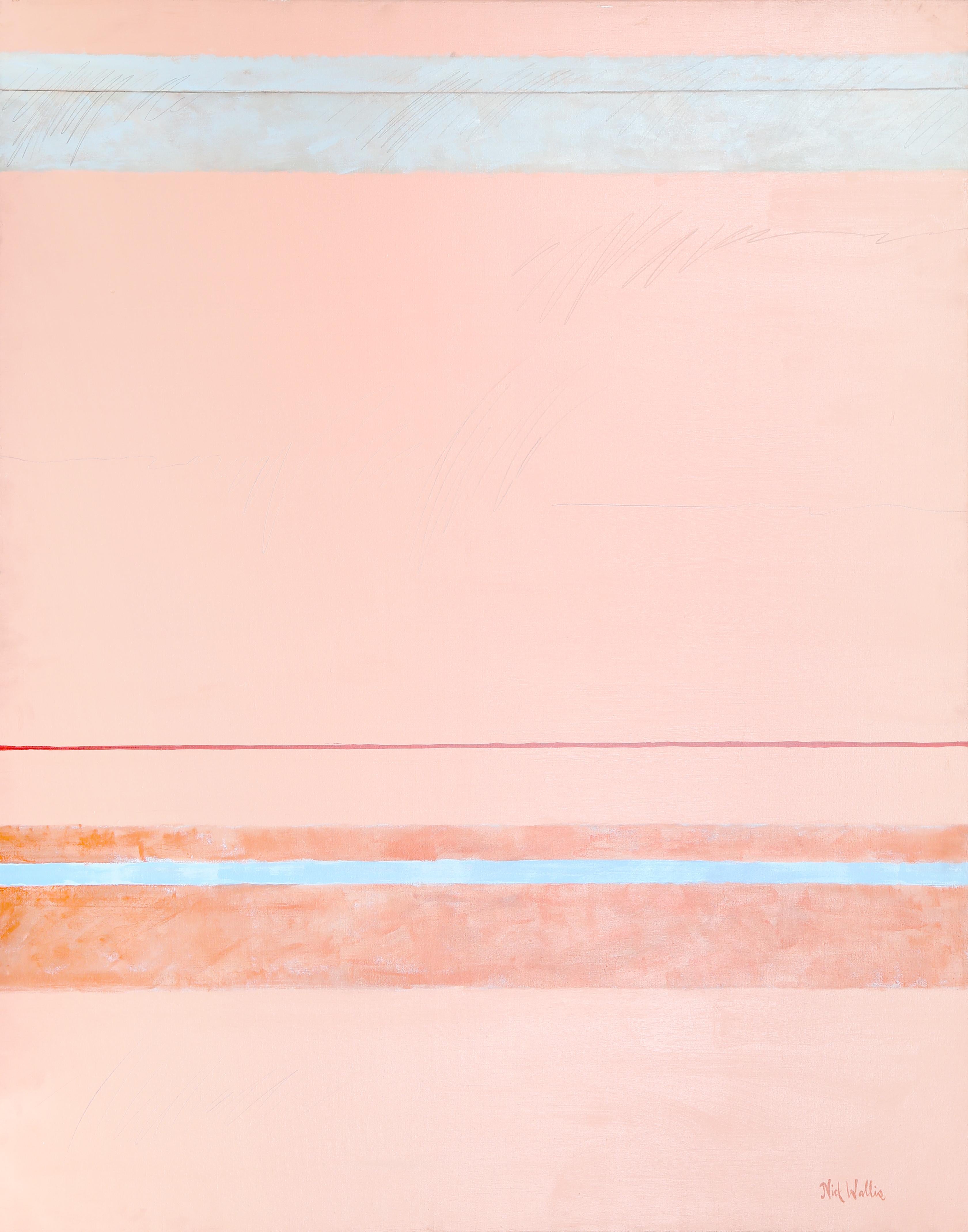 Artista: Nick Wallis, XX° americano
Titolo: Paralleli su Pesca
Anno: circa 1980 
Medium: Acrilico su tela, firmato a sinistra.
Dimensioni: 60 x 48 pollici (152,4 x 121,92 cm)