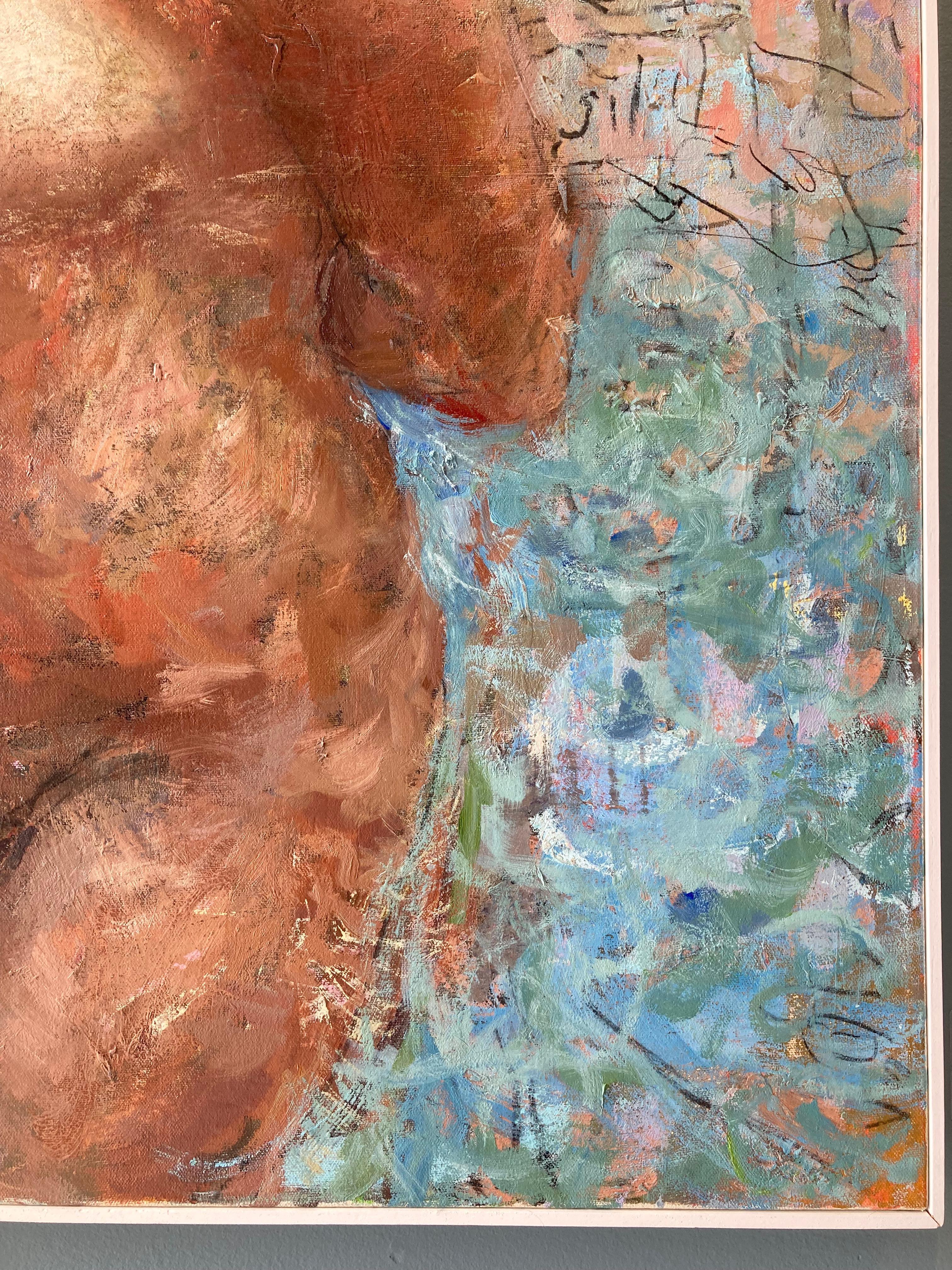 „Visions of Johanna“ farbenfrohes Sommerporträt einer nackten Frau, die schwimmt/posiert, in Wasser  im Angebot 5