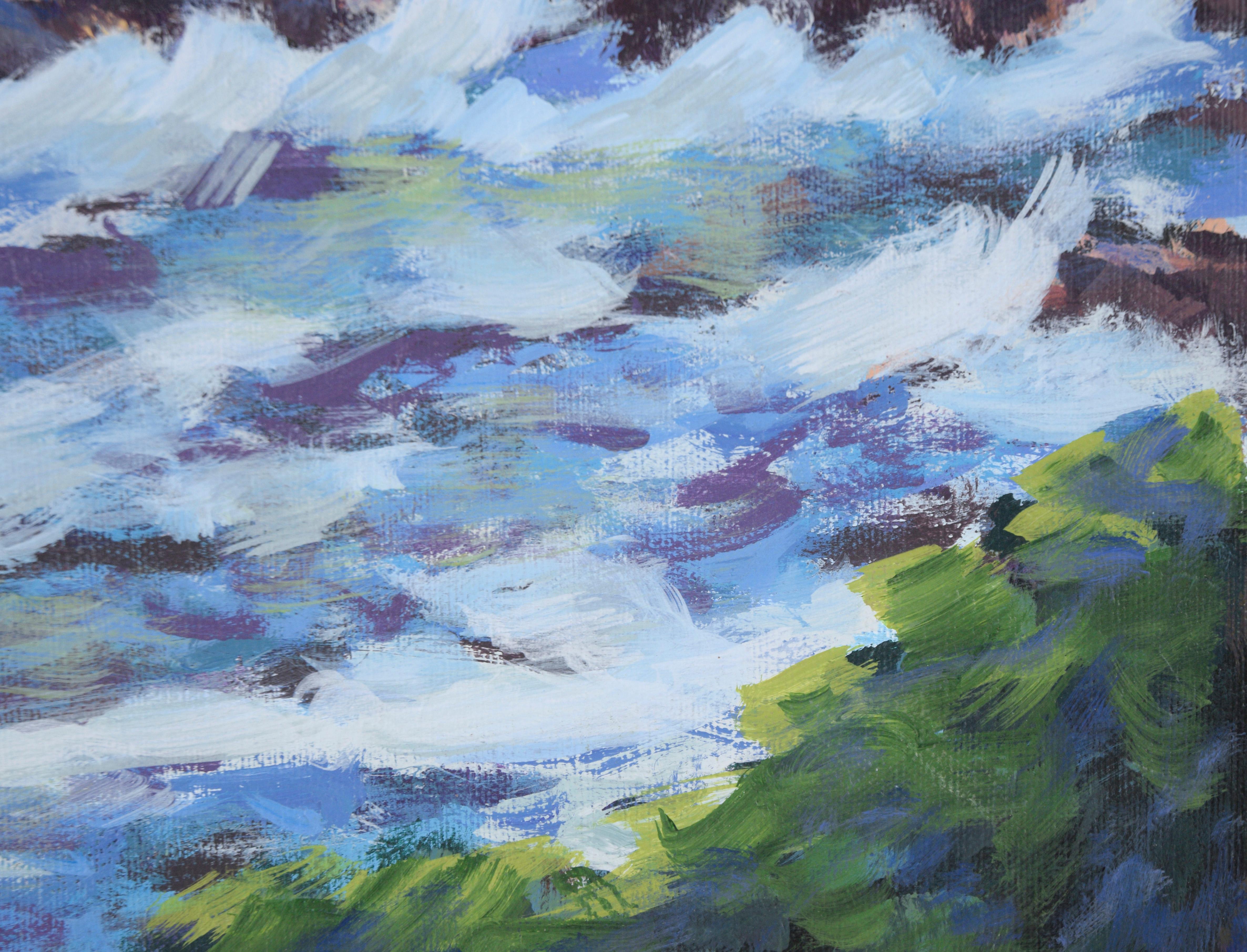 Big Sur Coastal Cliffs - California Plein Aire Landscape in Acrylic on Canvas For Sale 2