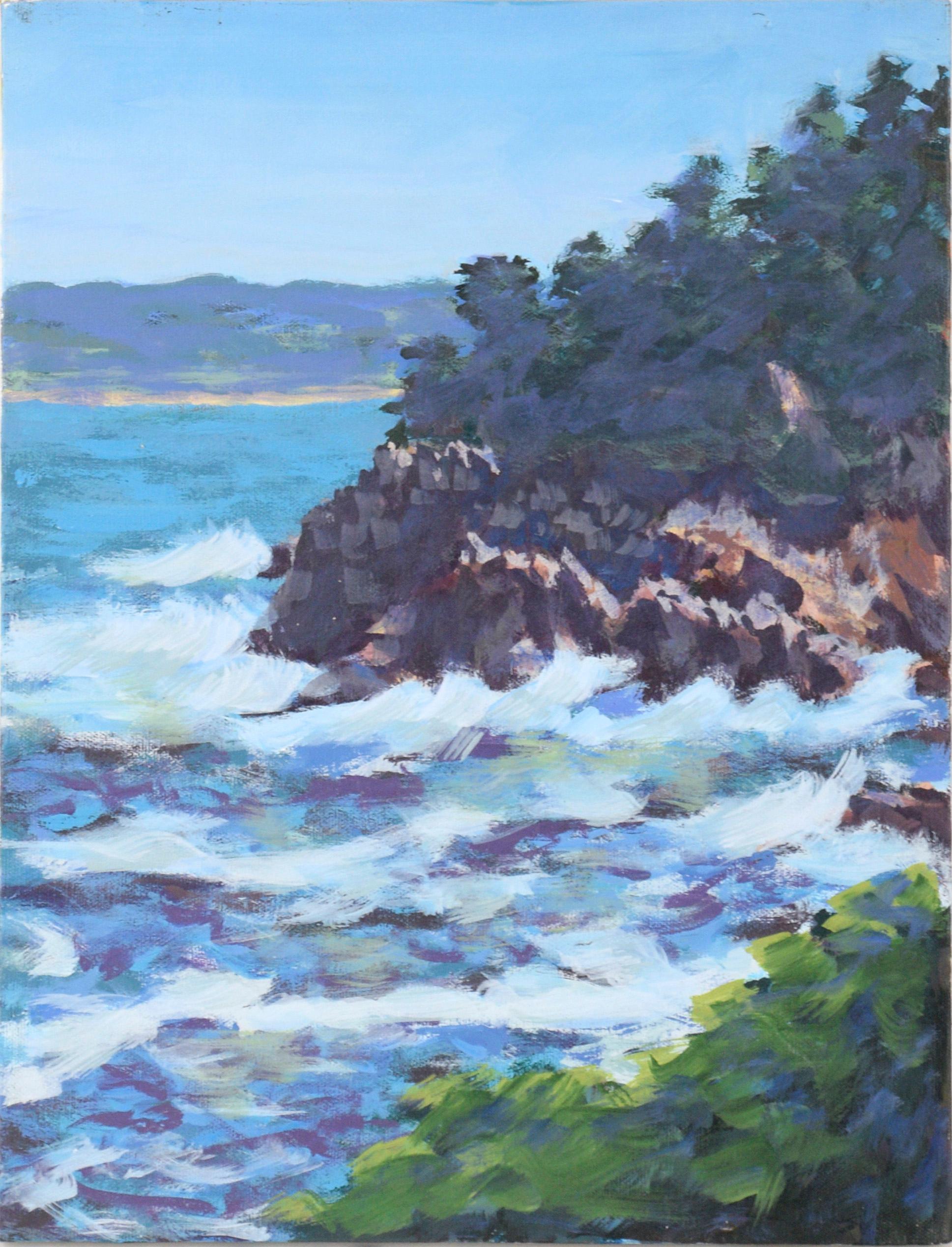 Nick White Landscape Painting - Big Sur Coastal Cliffs - California Plein Aire Landscape in Acrylic on Canvas