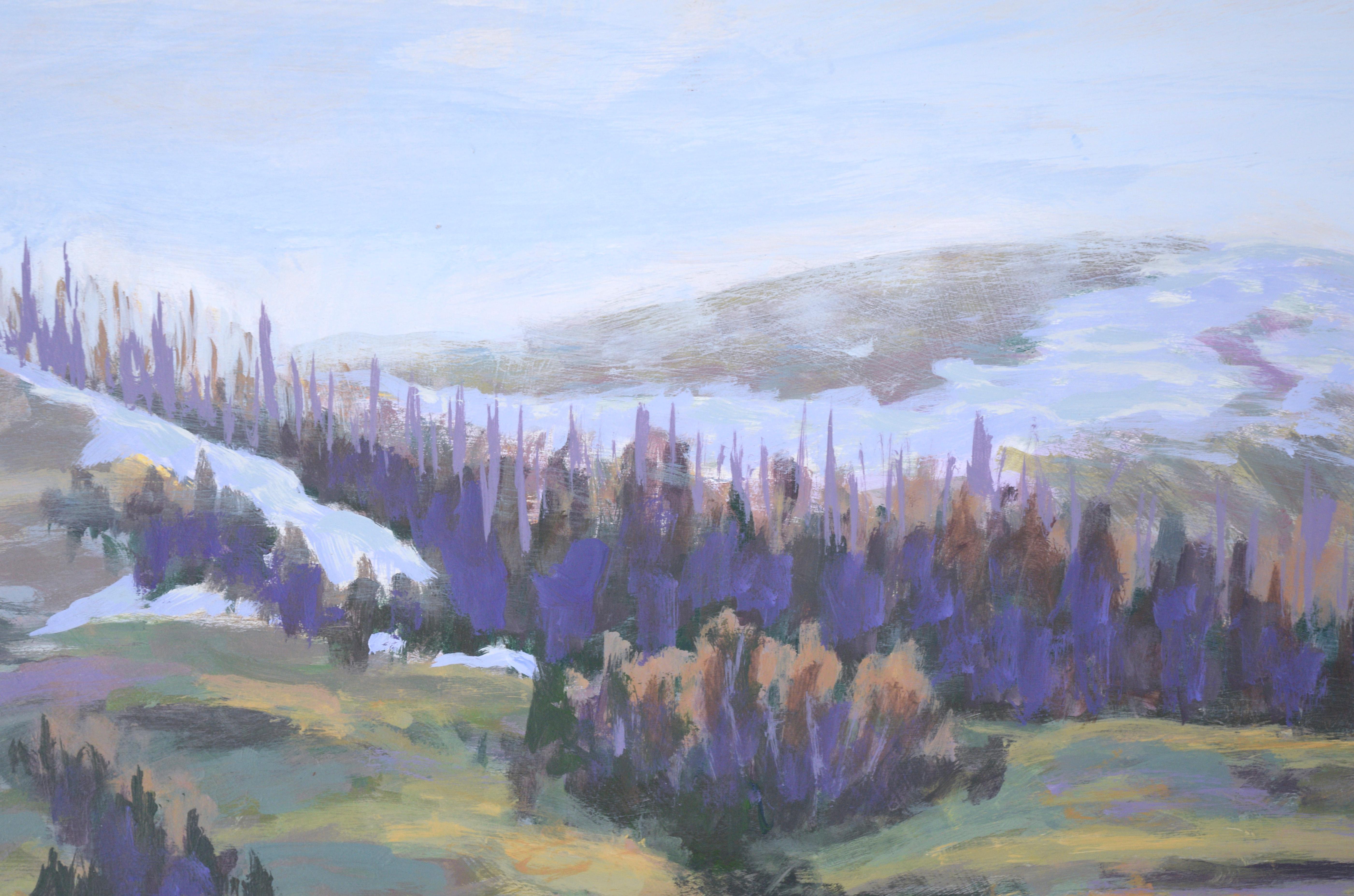 Bison in the Spring Thaw - Western Plein Aire Landscape in Acrylic on Board - Painting by Nick White