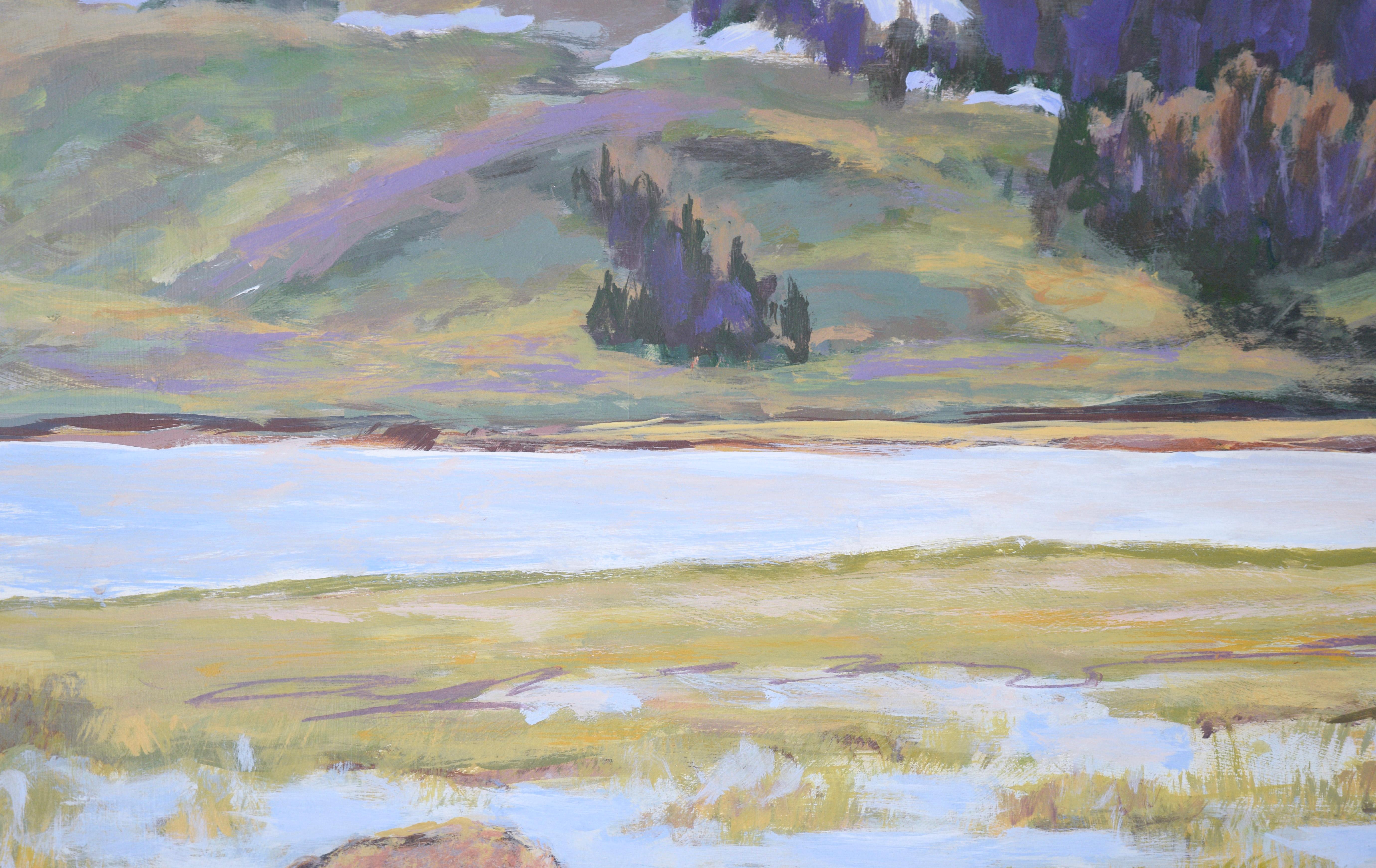Bison in the Spring Thaw - Western Plein Aire Landscape in Acrylic on Board 1