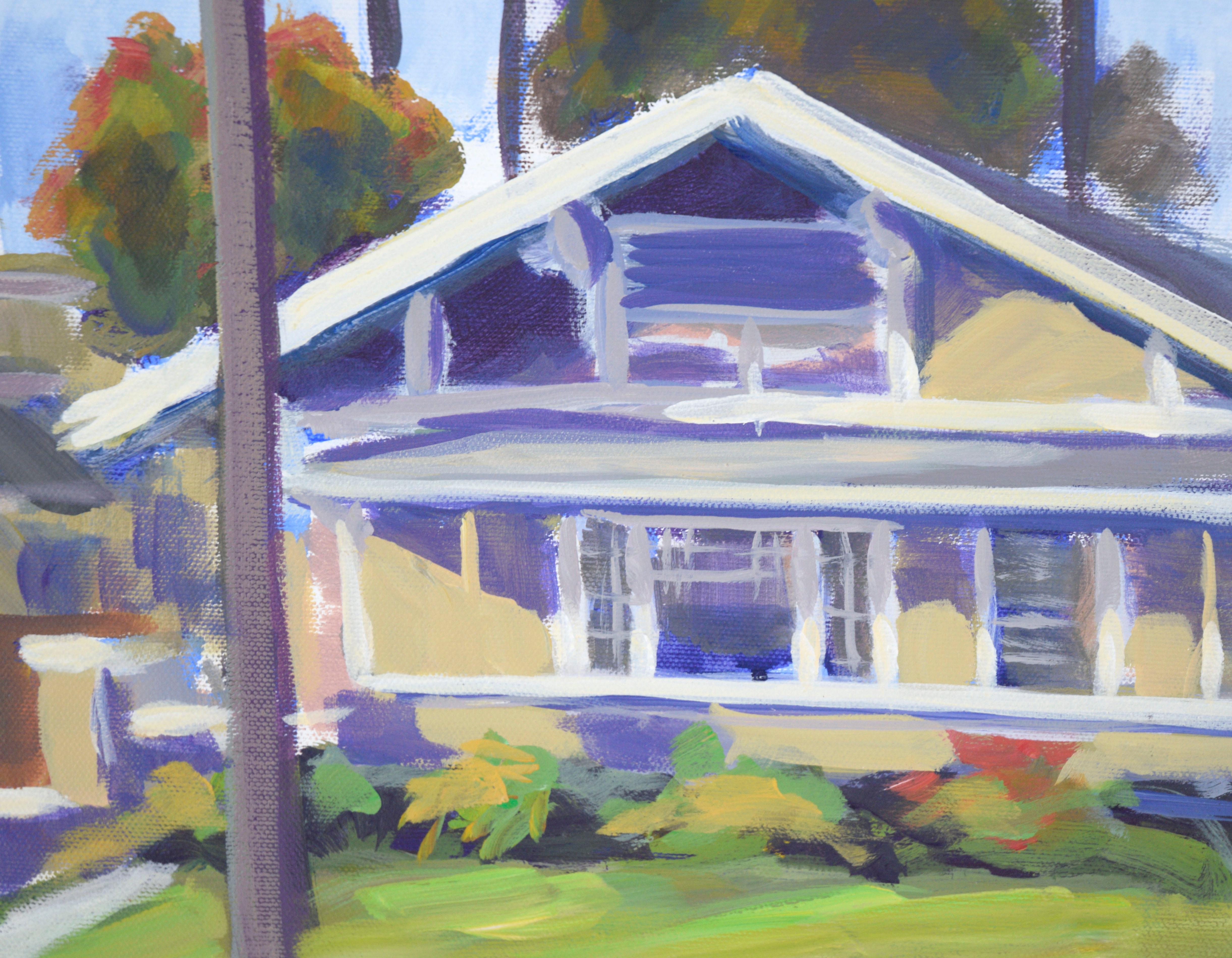 California Suburbs - Plein Aire Landscape in Acrylic on Canvas - American Impressionist Painting by Nick White