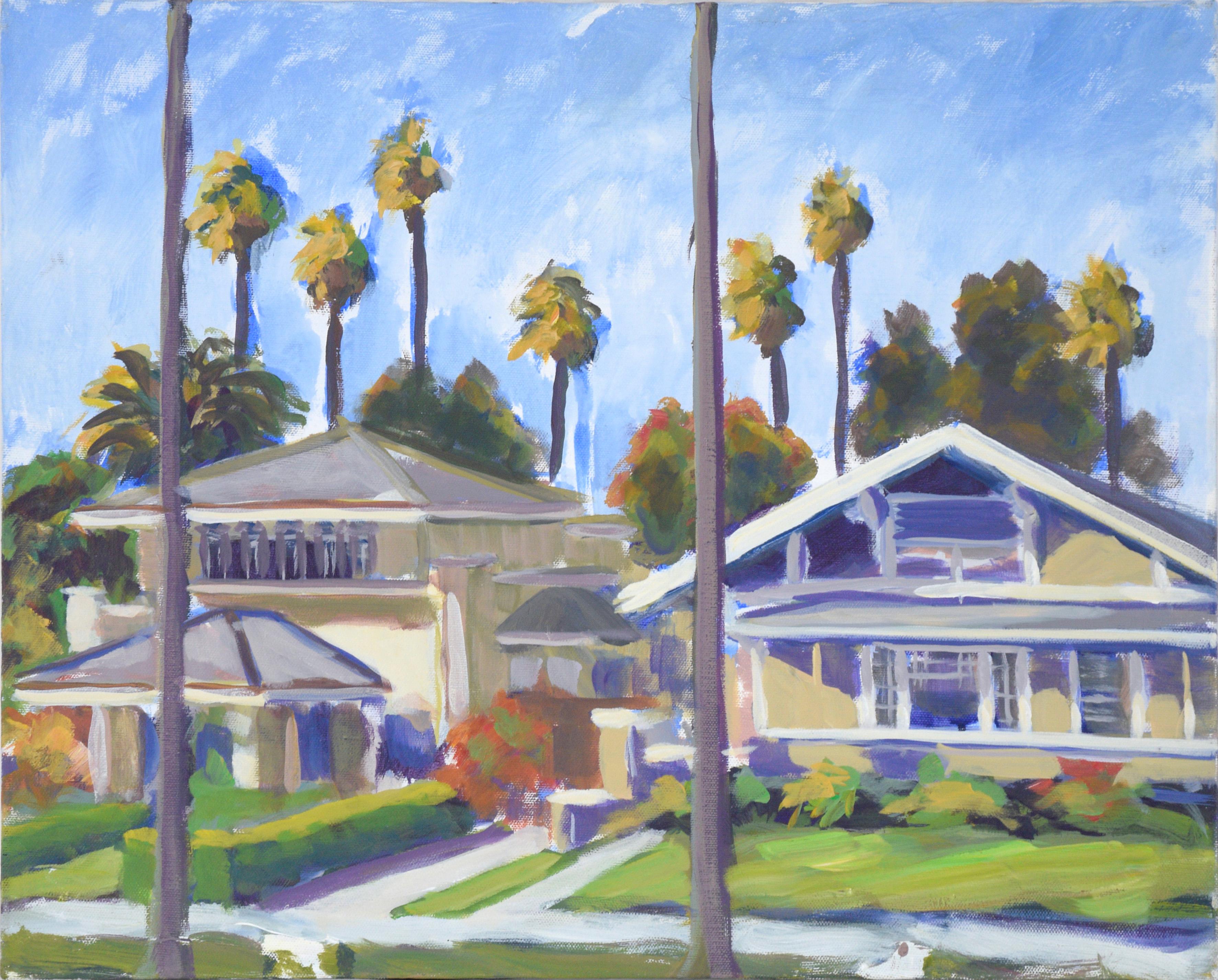 Nick White Animal Painting - California Suburbs - Plein Aire Landscape in Acrylic on Canvas