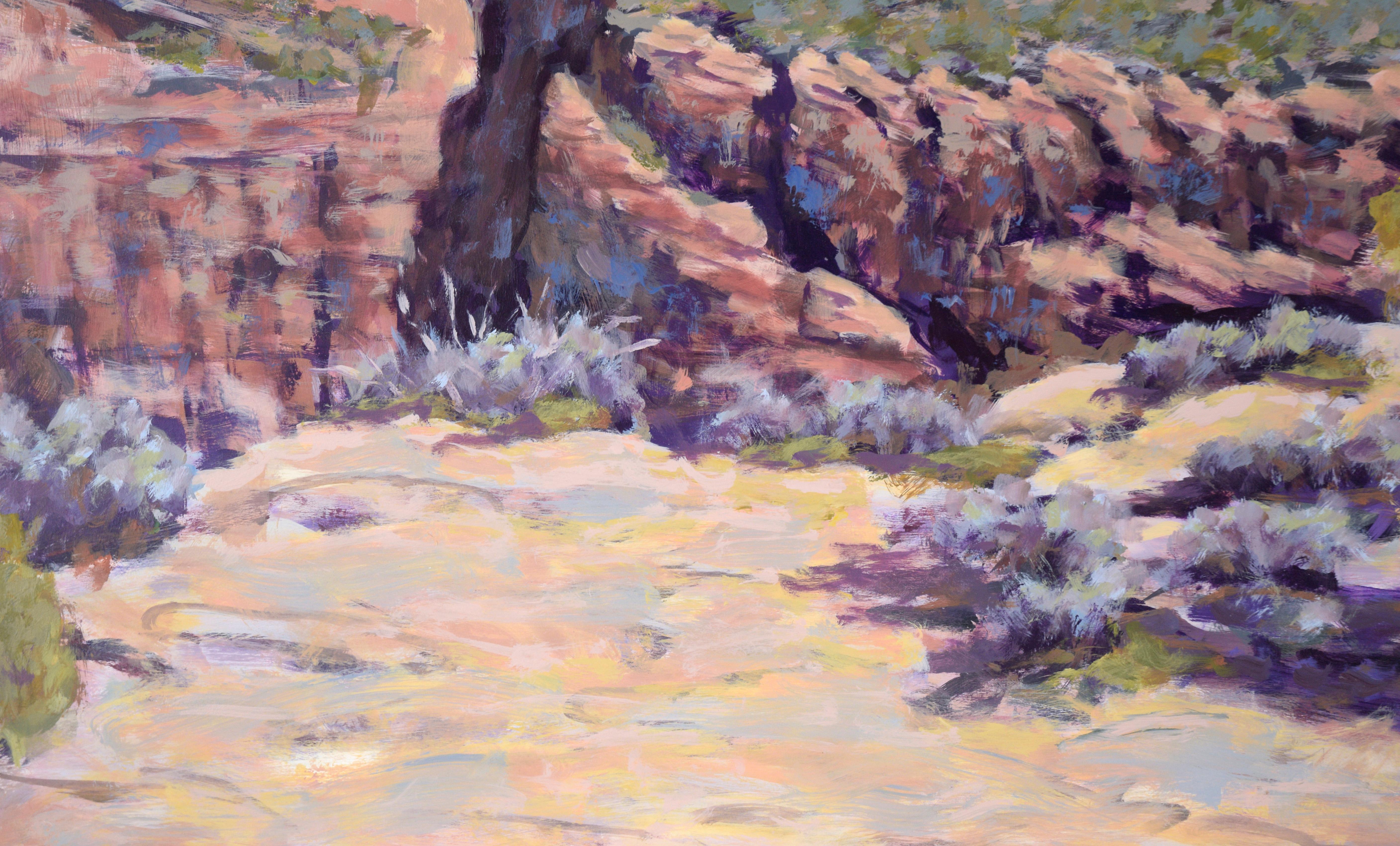 Looking Out Over the Canyons - Western Plein Aire Landscape in Acrylic on Board For Sale 6