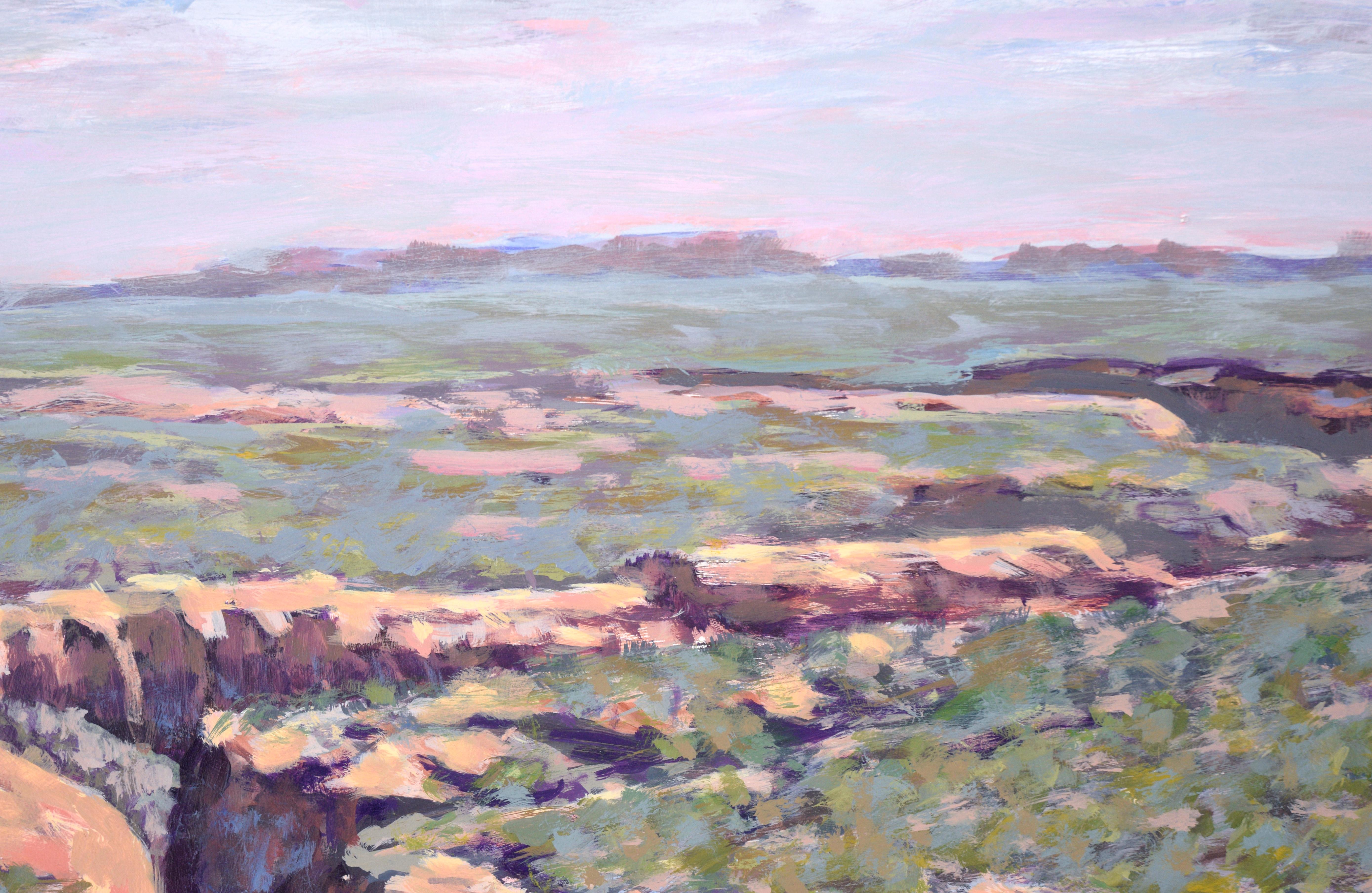 Looking Out Over the Canyons - Western Plein Aire Landscape in Acrylic on Board For Sale 1