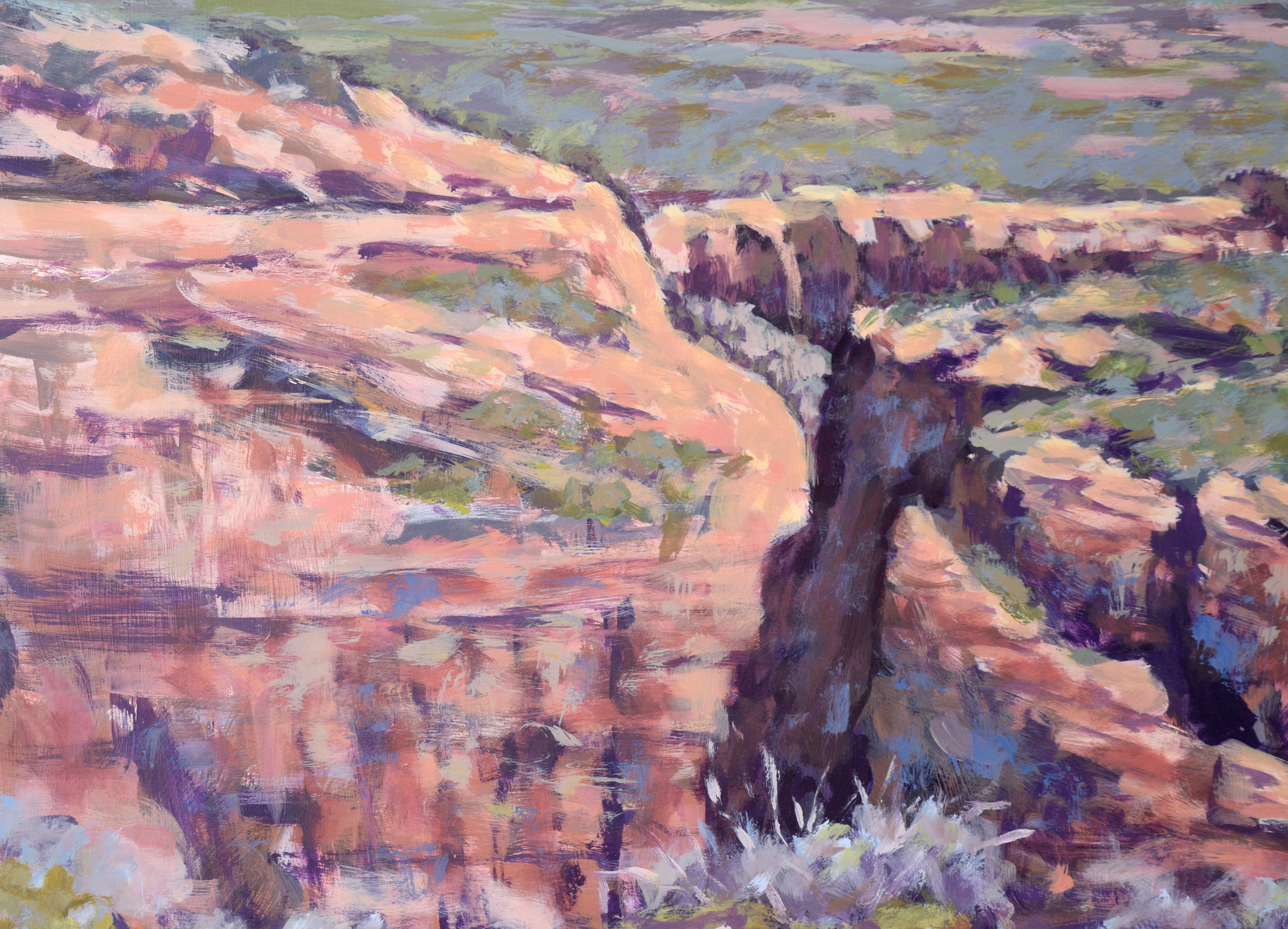 Looking Out Over the Canyons - Western Plein Aire Landscape in Acrylic on Board For Sale 2
