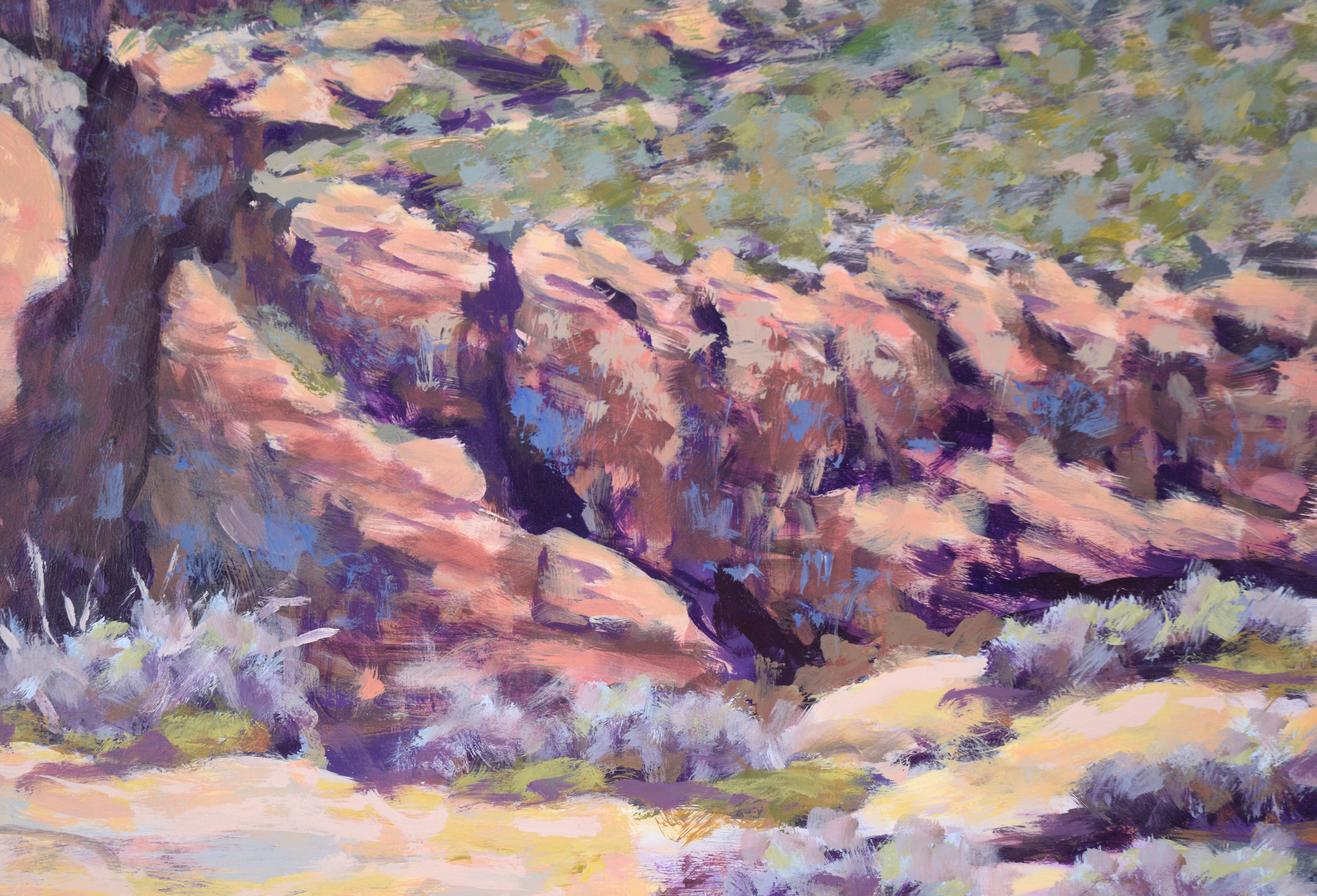 Looking Out Over the Canyons - Western Plein Aire Landscape in Acrylic on Board For Sale 3