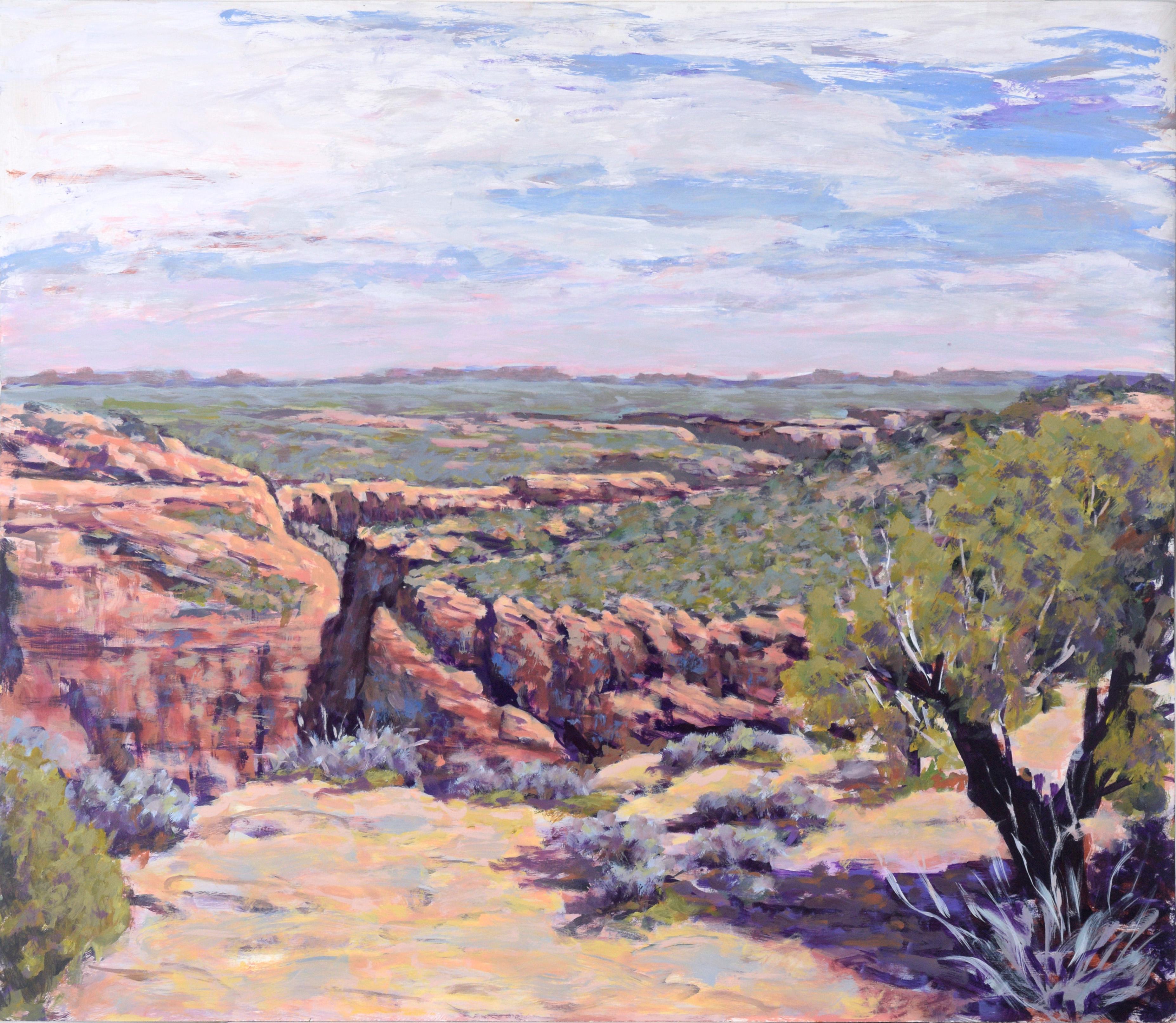 Looking Out Over the Canyons – Western Plein Aire Landschaft aus Acryl auf Karton