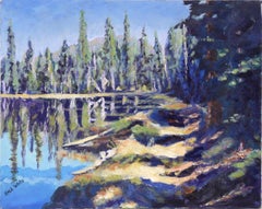 Mt. Lassen Lake - Paysage Plein Aire en acrylique sur toile