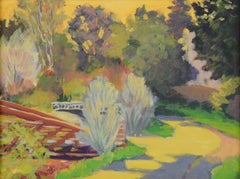 "Puente rojo en el parque" - 2005 Acrílico original sobre tabla