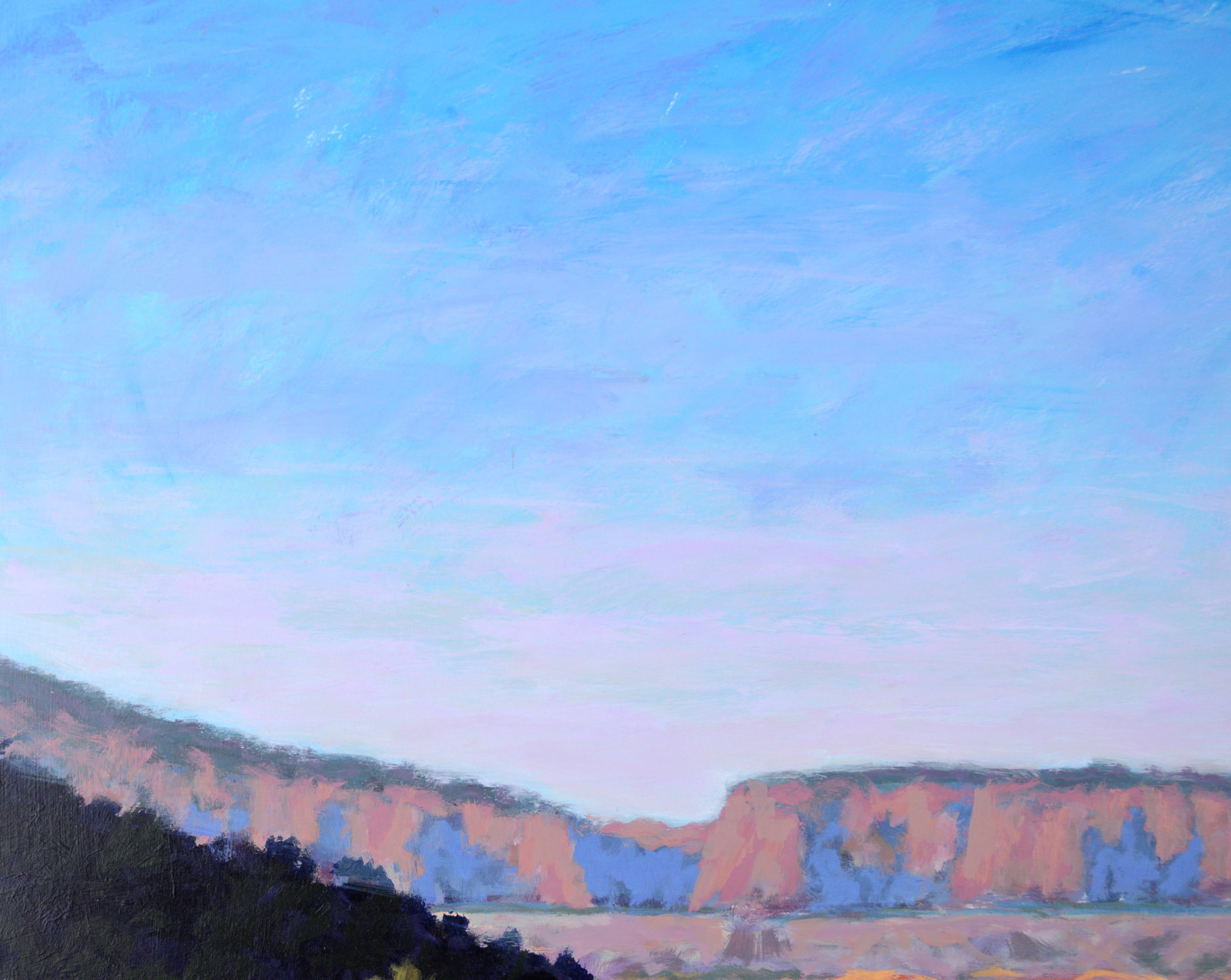 Red Cliffs in the Desert - Western Plein Aire Landscape in Acrylic on Board - American Impressionist Painting by Nick White