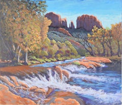 River in the Desert - Western Plein Aire Landscape in Acrylic on Board