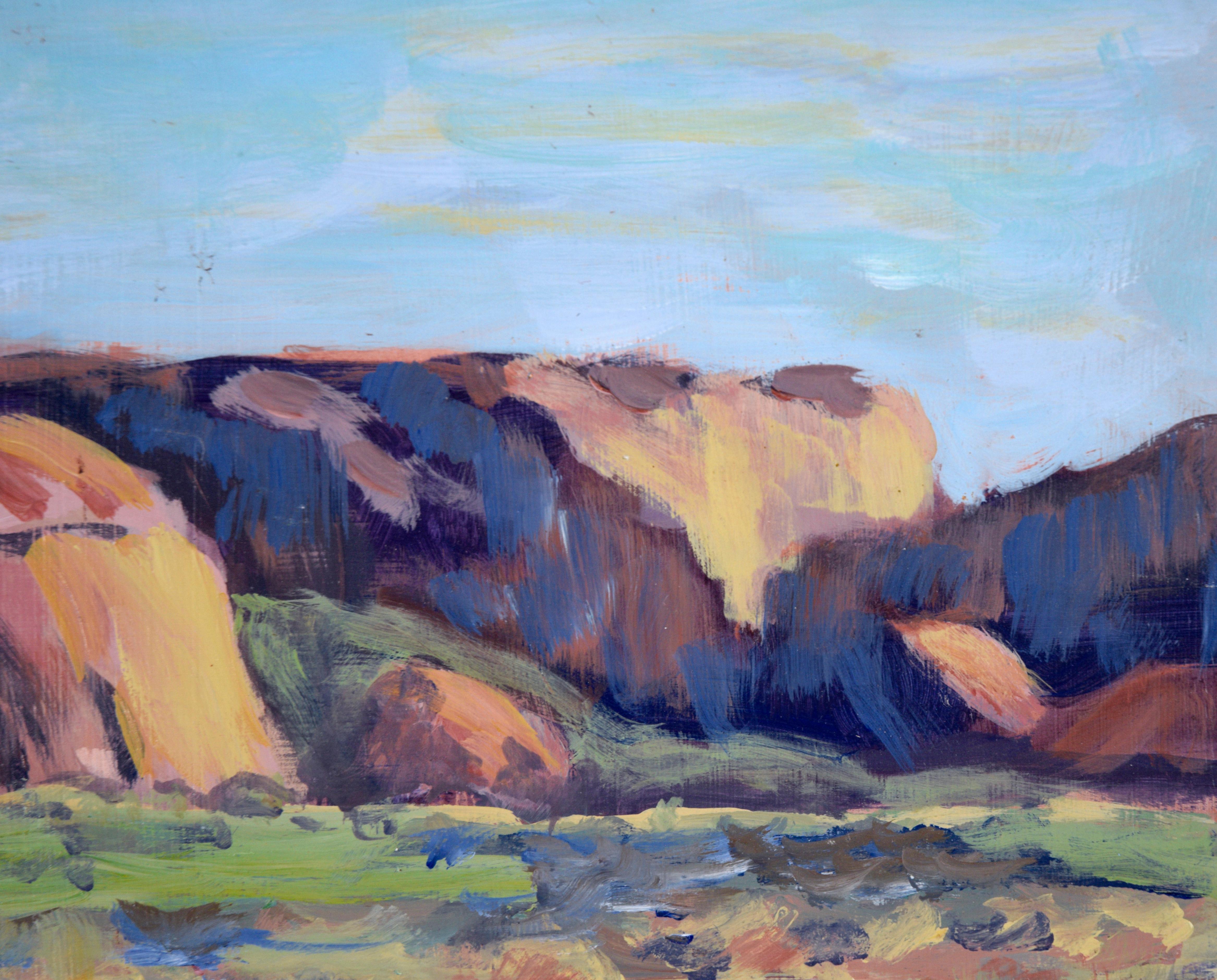 « Touring Monument Valley » - Paysage en plein air désert en acrylique sur masonite - Impressionnisme américain Painting par Nick White