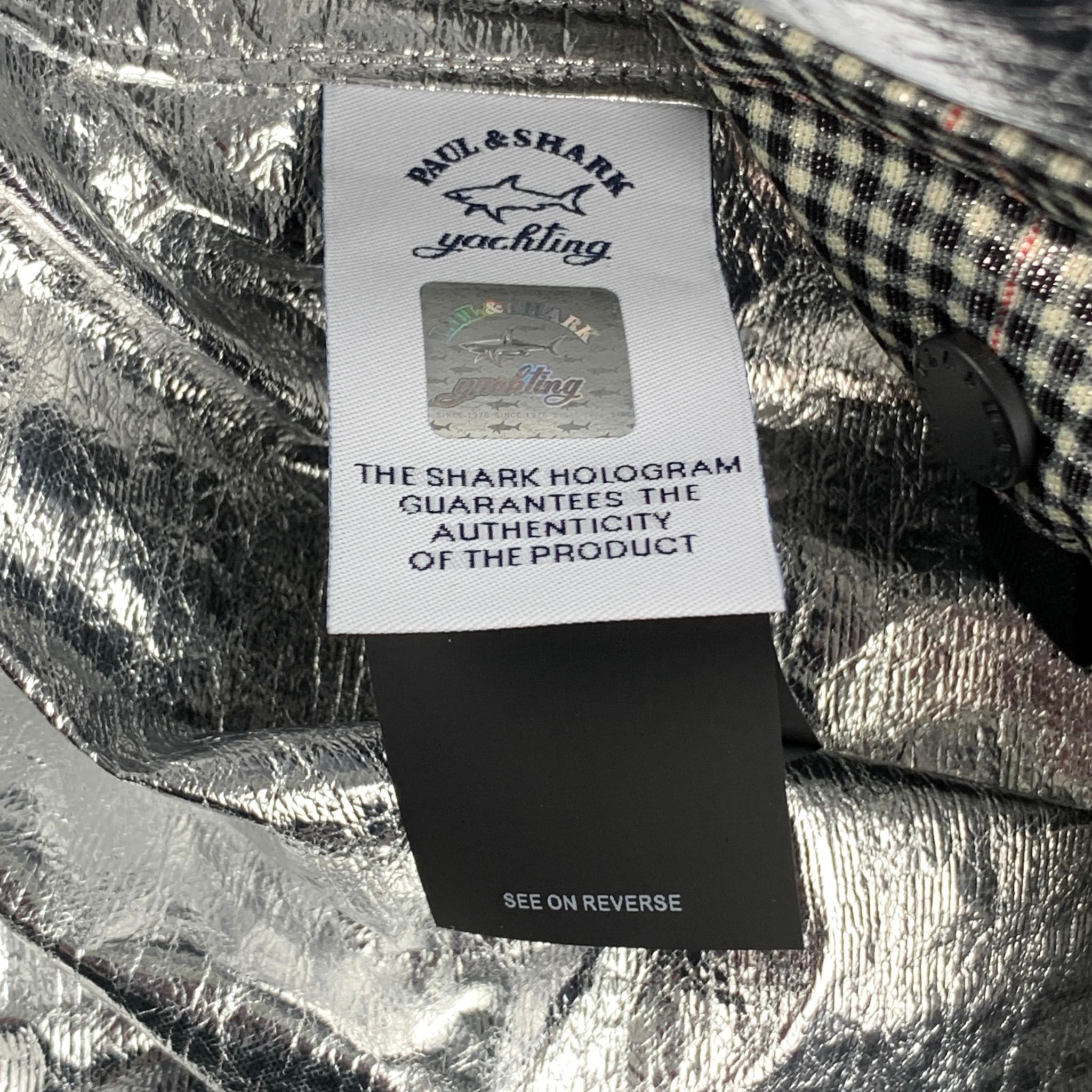 NICK WOOSTER x PAUL & SHARK Size M Black & Cream Checkered Nylon Hooded Coat In Good Condition In San Francisco, CA