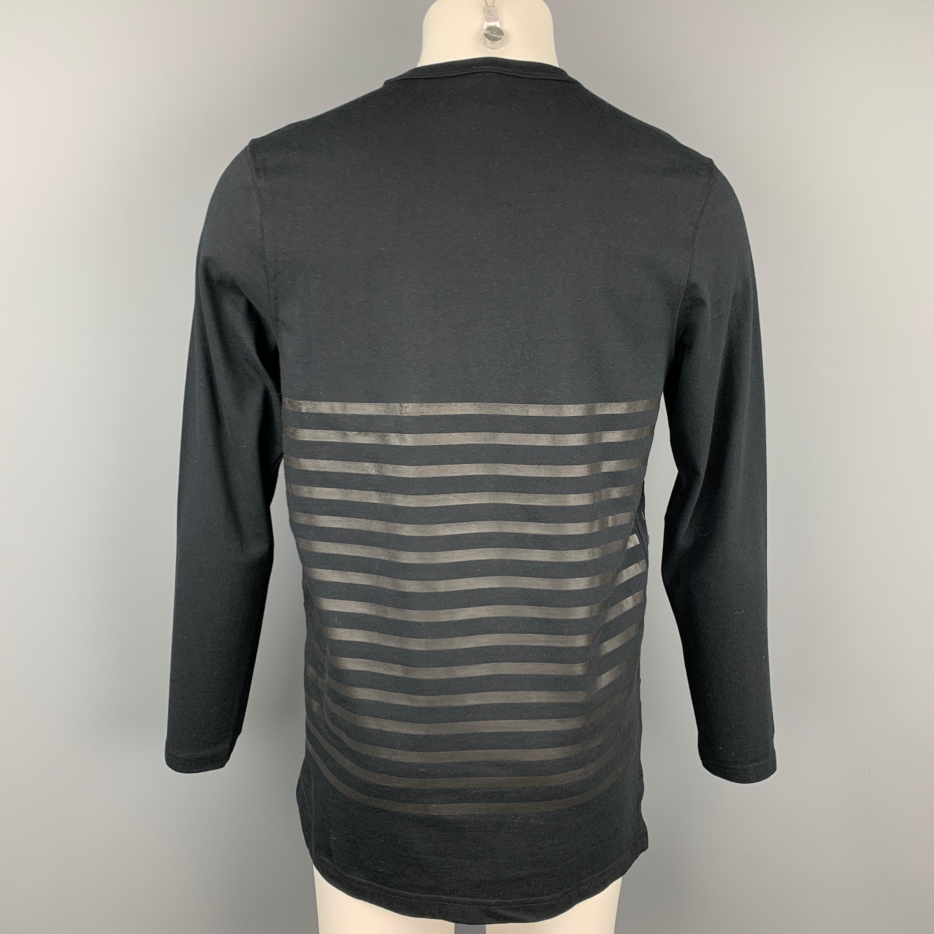 NICK WOOSTER x PAUL & SHARK Size M Black Stripe Cotton Crew-Neck Pullover In Good Condition In San Francisco, CA