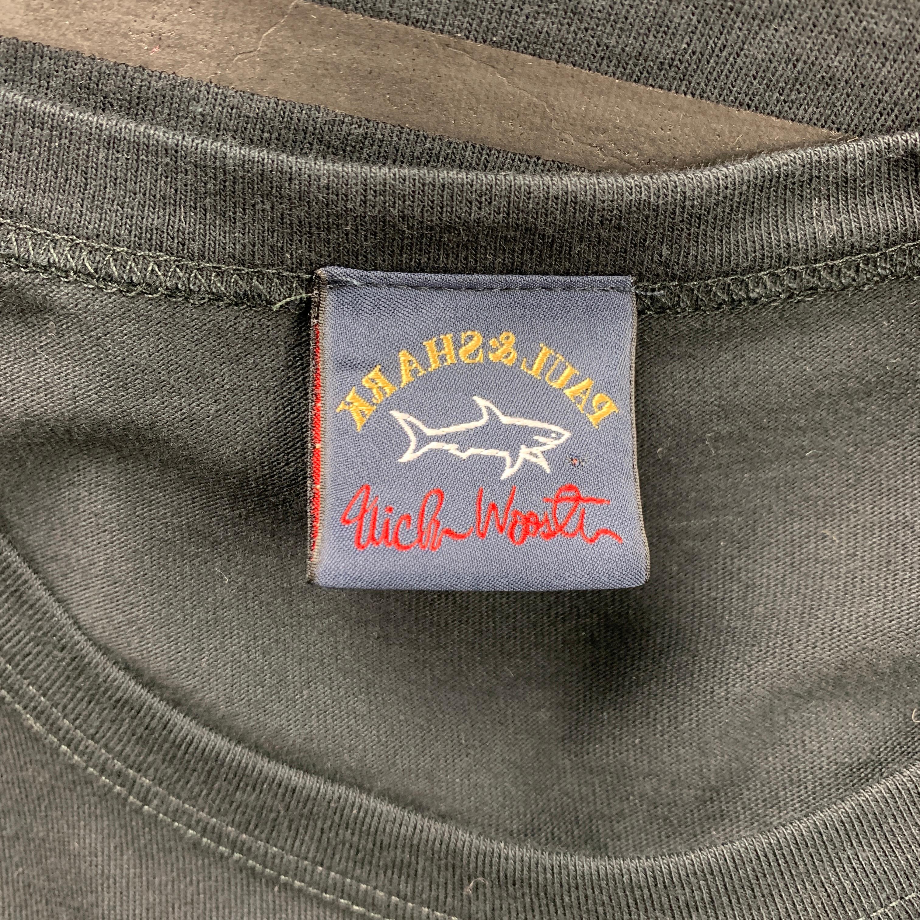 Men's NICK WOOSTER x PAUL & SHARK Size M Black Stripe Cotton Crew-Neck Pullover