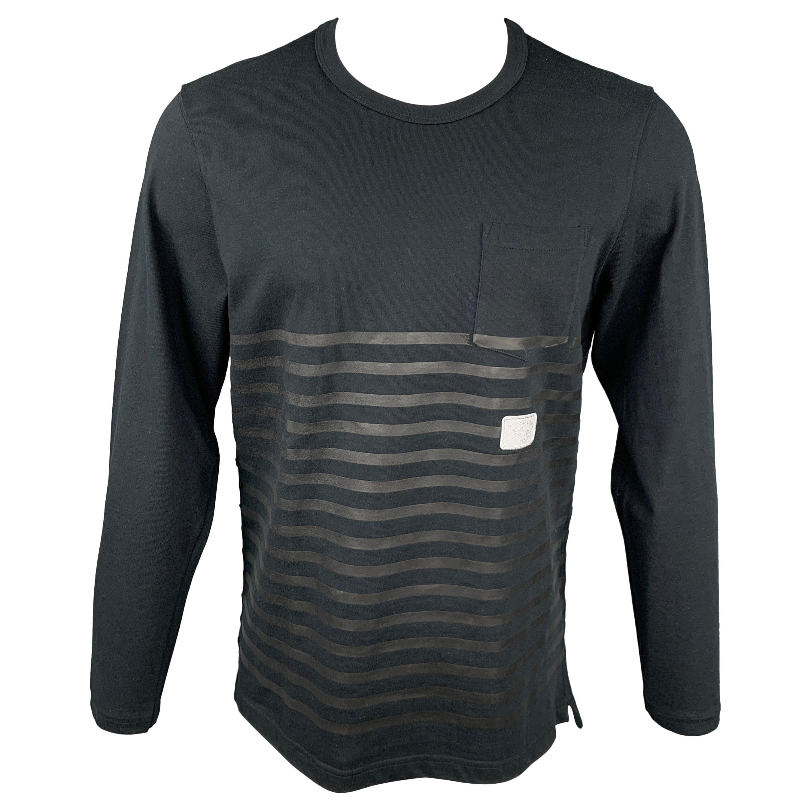 NICK WOOSTER x PAUL 
SHARK Size M Black Stripe Cotton Crew-Neck Pullover