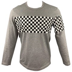 NICK WOOSTER x PAUL & SHARK Size M Grey Checkered Cotton Crew-Neck T-Shirt 