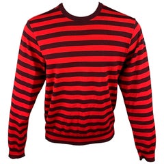 NICK WOOSTER x PAUL SHARK Size M Red & Brown Stripe Wool Crew-Neck Sweater