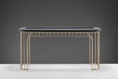Nickel and Ebonized Oak Regency Console / Sofa Table, USA, c. 1980s