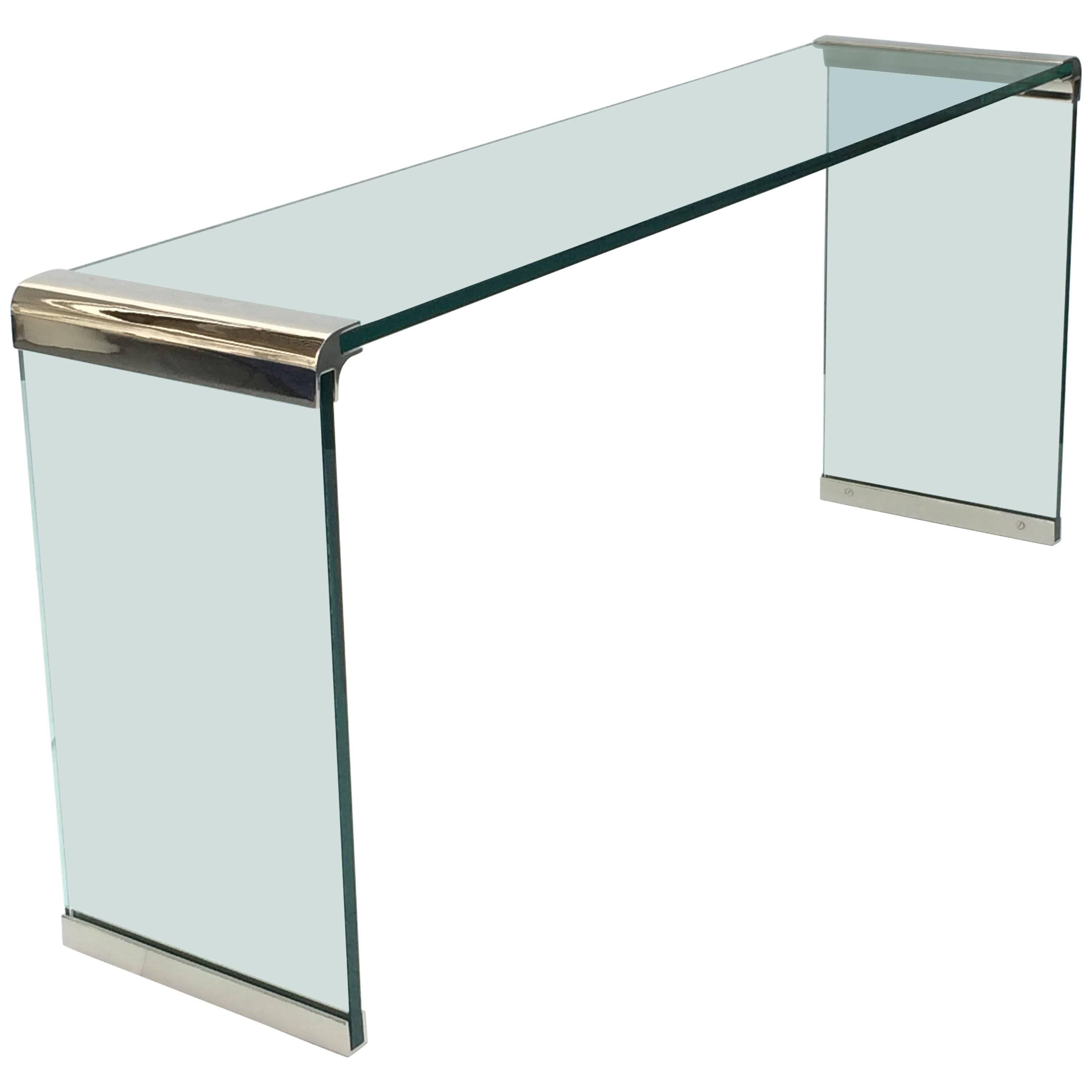 Nickel and Glass Console Table by Leon Rosen for Pace Collection