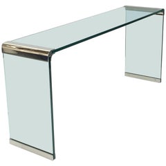 Nickel and Glass Console Table by Leon Rosen for Pace Collection