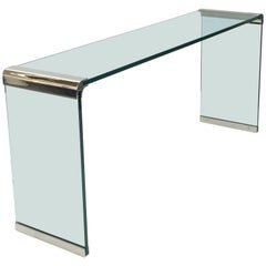 Nickel and Glass Console Table by Leon Rosen for Pace Collection