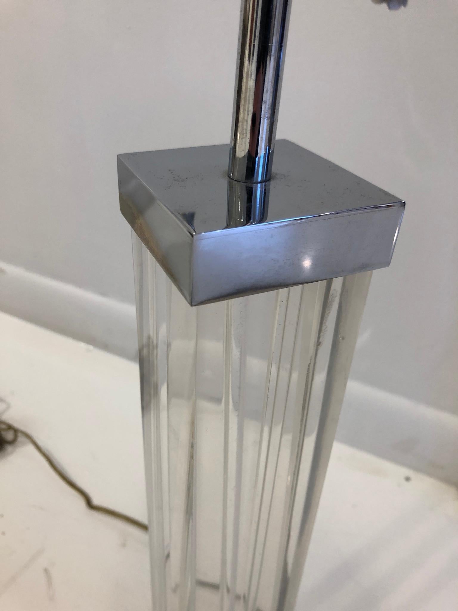 Late 20th Century Nickel and Lucite Lamp By Karl Springer For Sale
