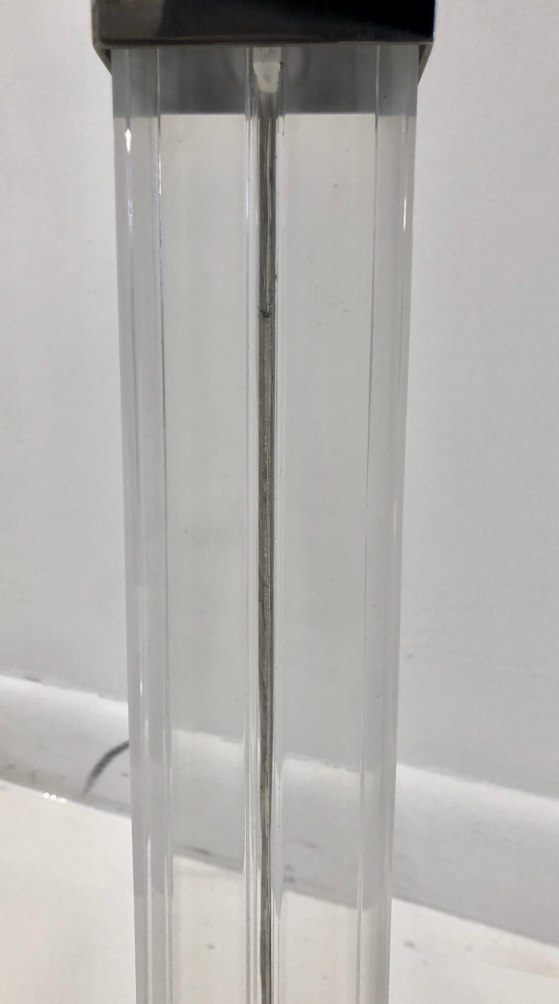 Nickel and Lucite Lamp By Karl Springer For Sale 1