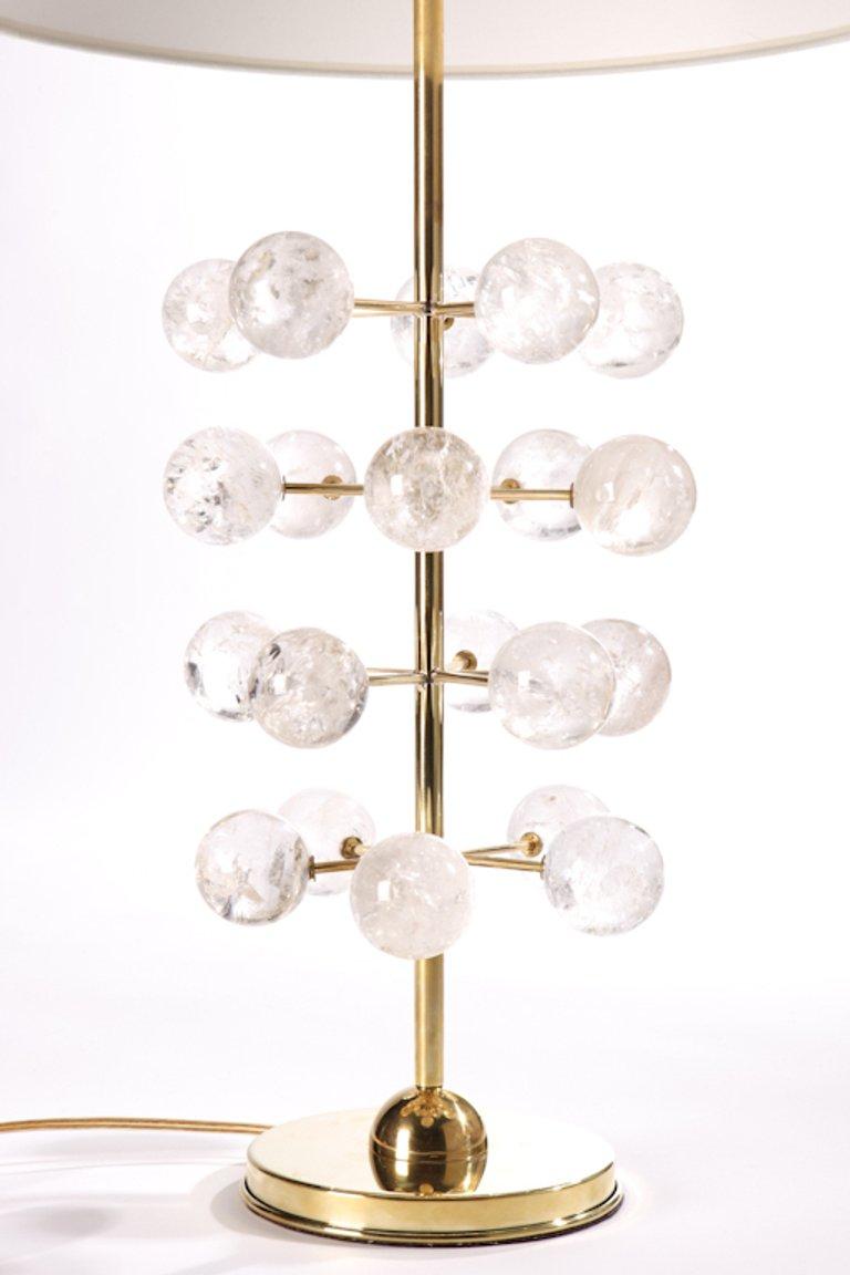 Mid-Century Modern Rock Crystal Orb Tree Lamps with Nickel Bases For Sale