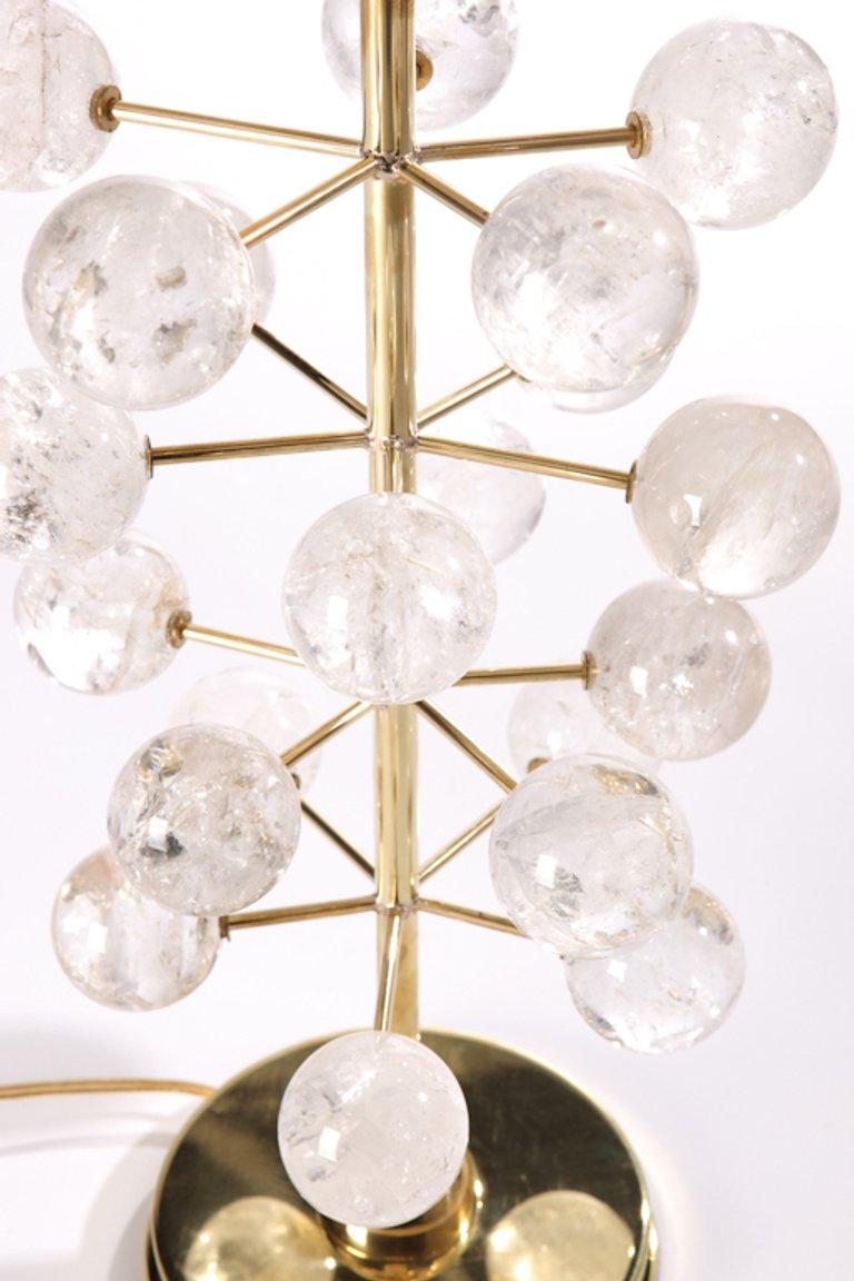 American Rock Crystal Orb Tree Lamps with Nickel Bases For Sale