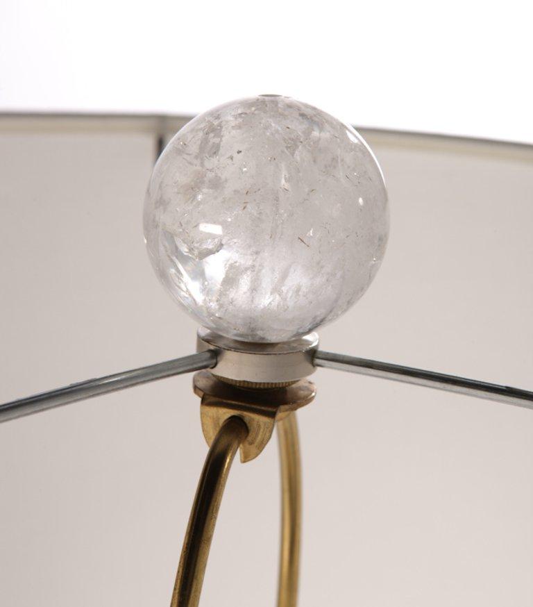 Hand-Carved Rock Crystal Orb Tree Lamps with Nickel Bases For Sale