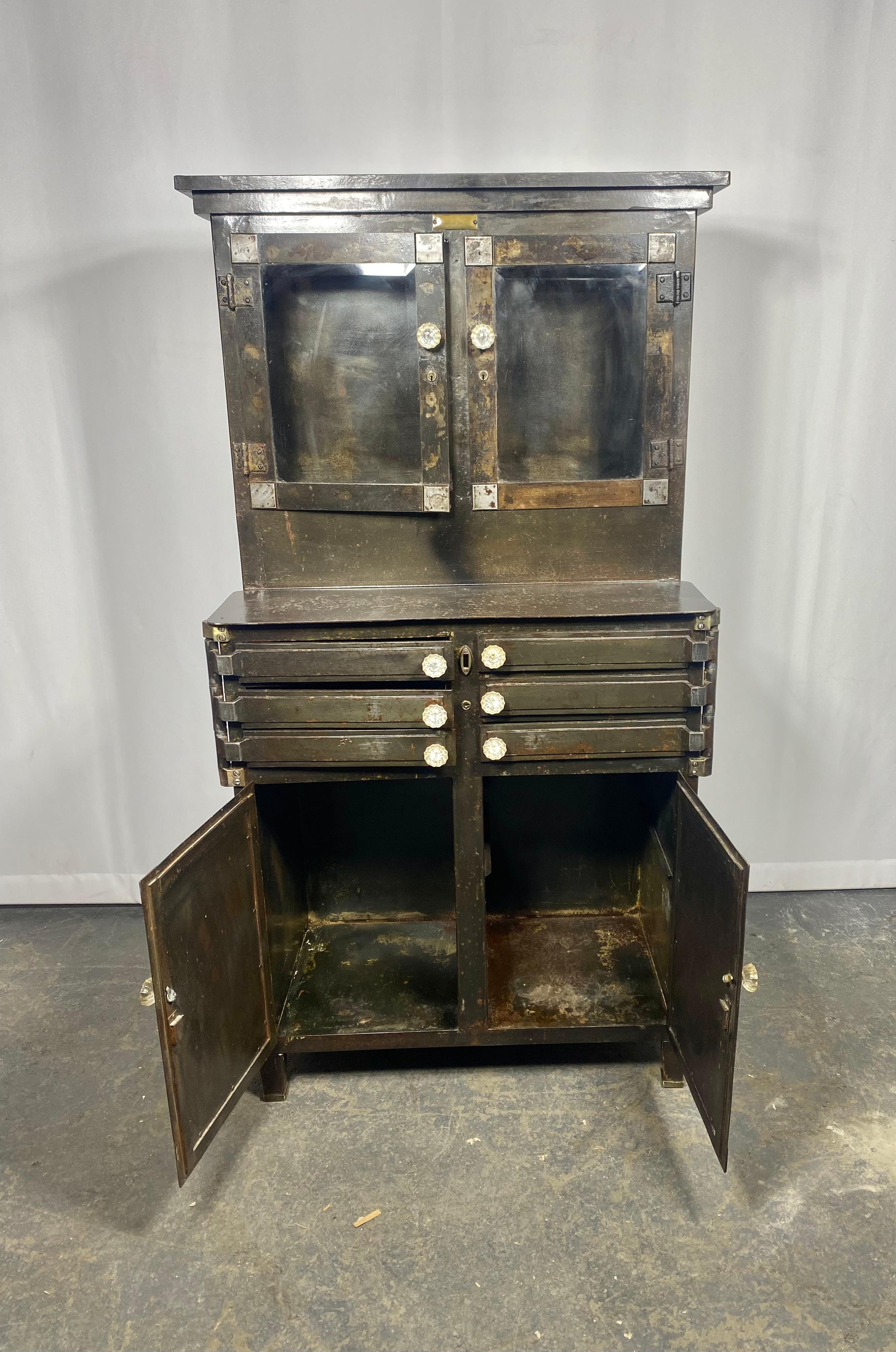 Industrial Nickel and Steel Aseptic Dental Cabinet, Lee S. Smith Co., circa 1920 For Sale