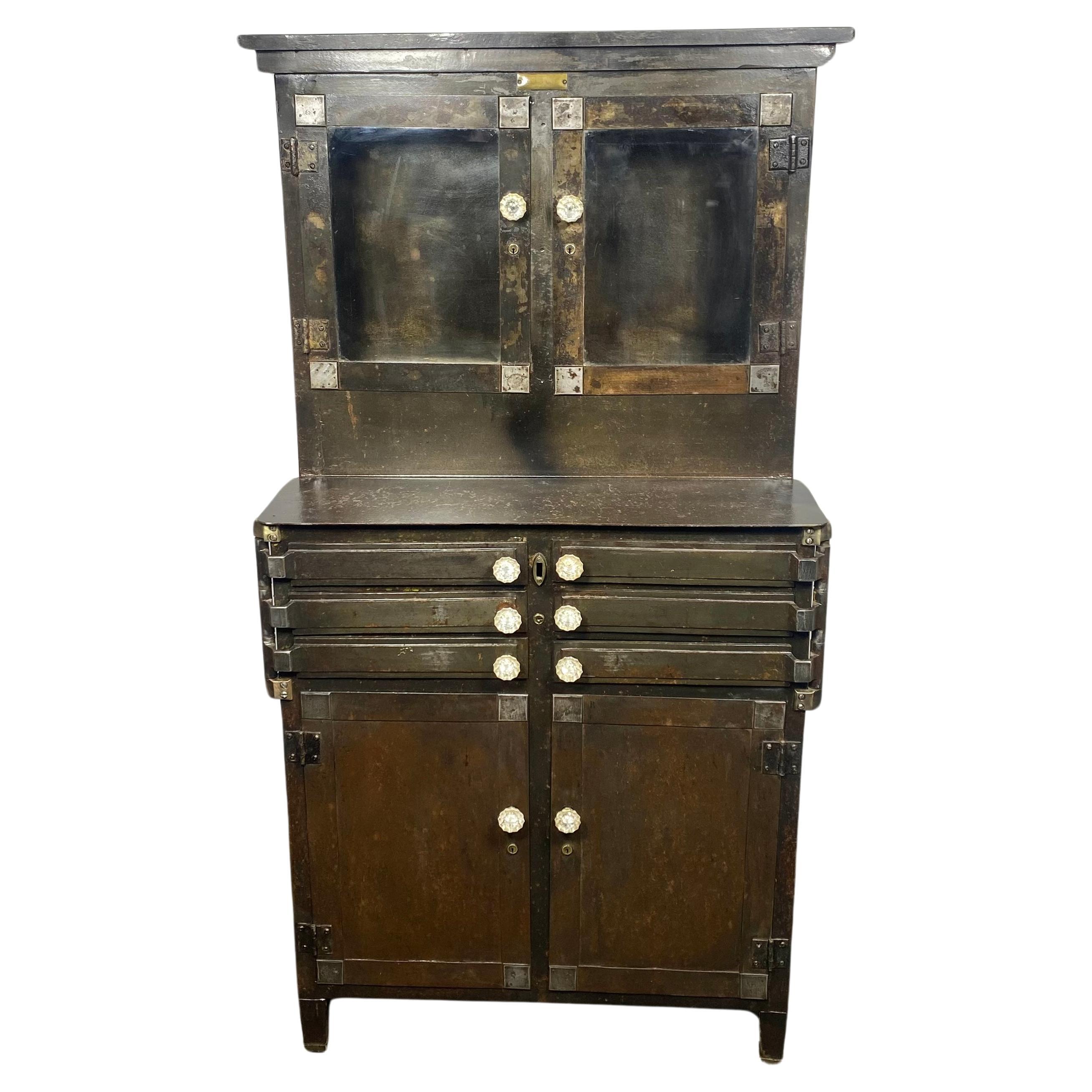 Nickel and Steel Aseptic Dental Cabinet, Lee S. Smith Co., circa 1920 For Sale