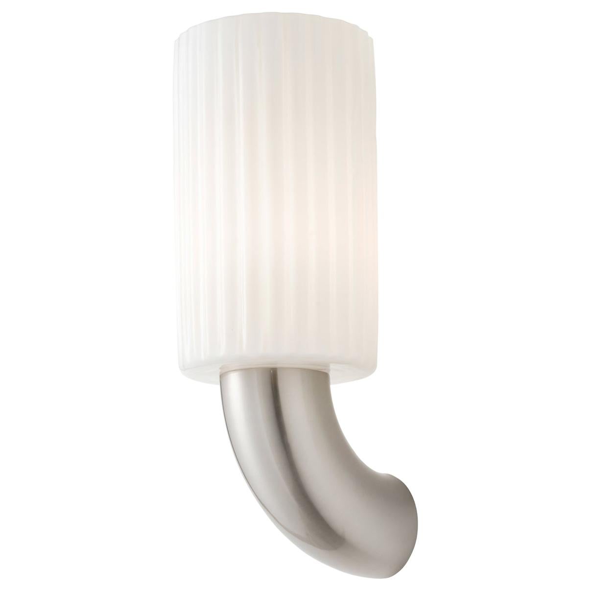 Nickel and White Glass Sconce