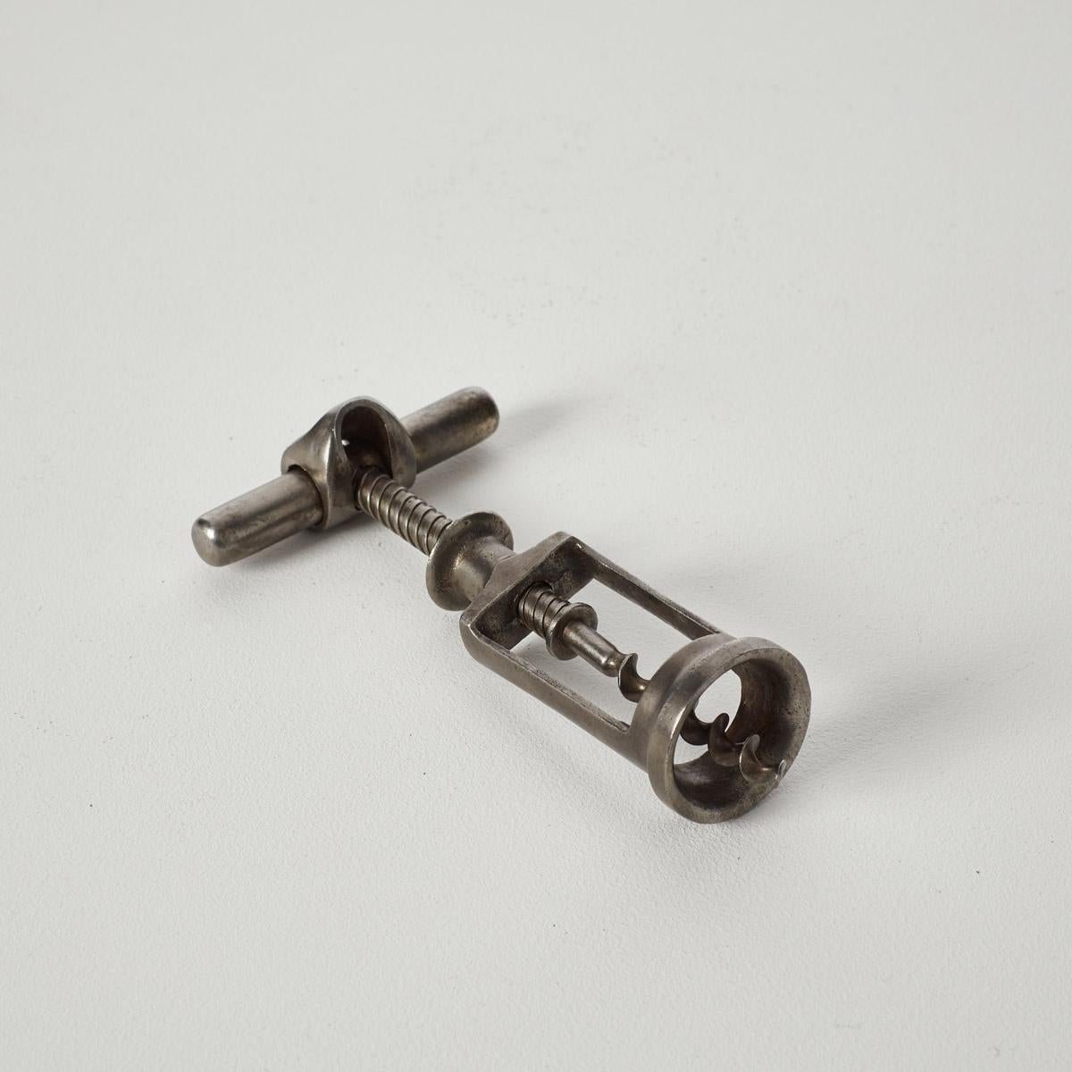 Italian Nickel antique corkscrew, Italy 20th century For Sale