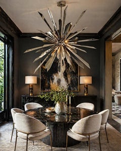 Nickel & Brass "Sunburst" Chandelier by Remains Lighting, Los Angeles Modern