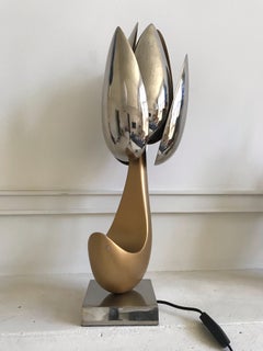 Nickel & Brass Table Lamp by Michel Armand for Maison Charles