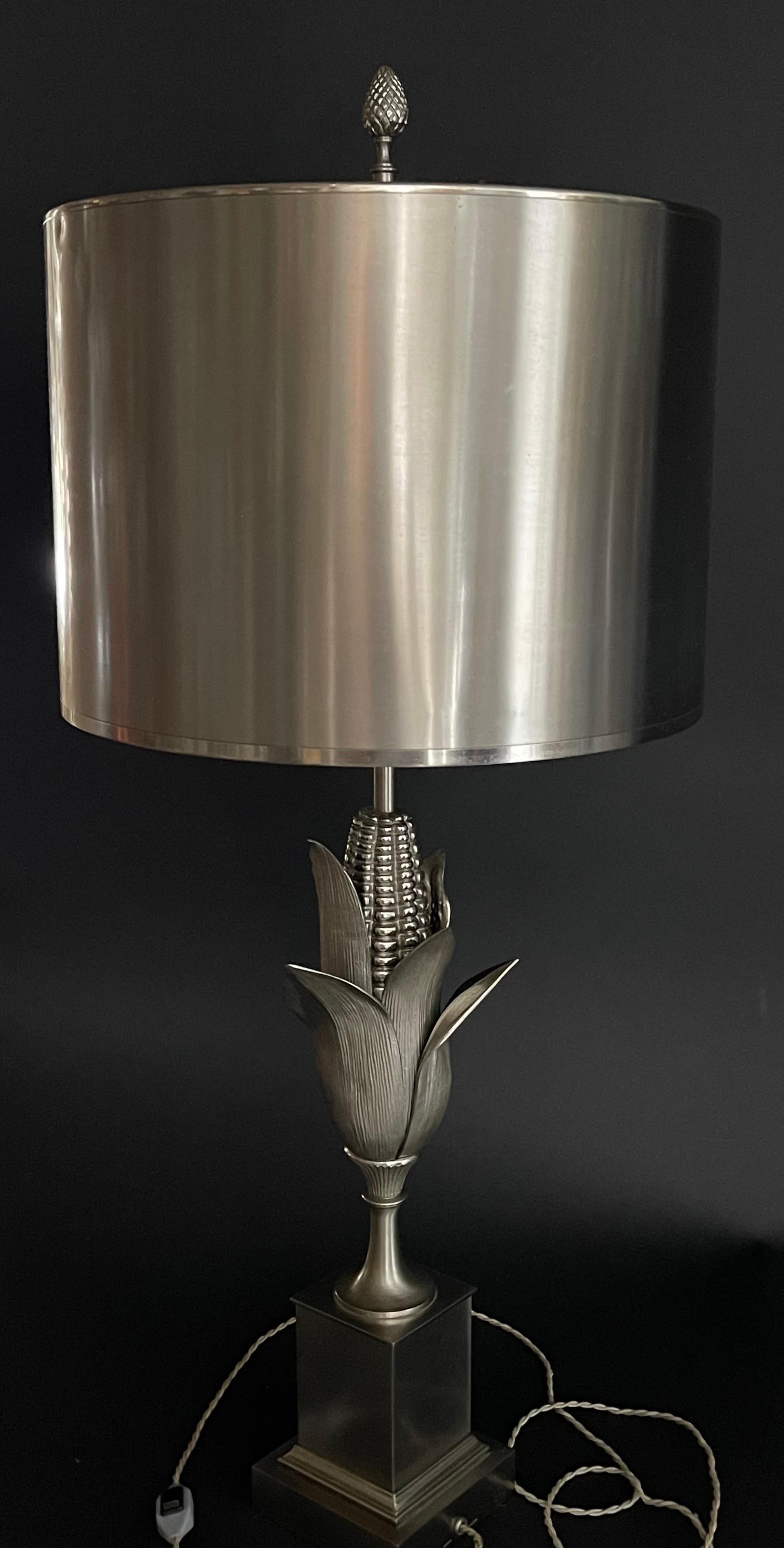 Mid-Century Modern Nickel Brass Table Lamp 