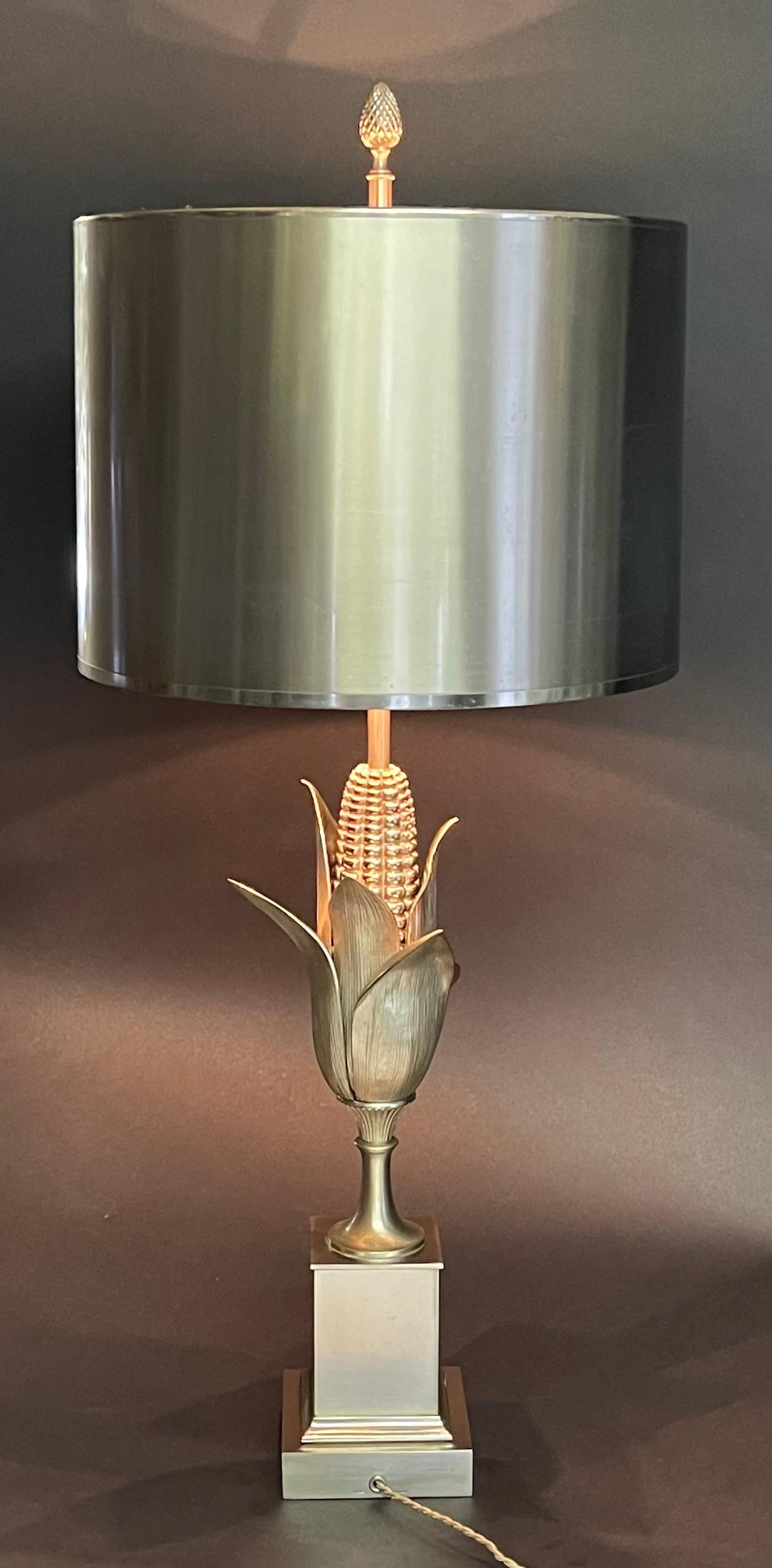 French Nickel Brass Table Lamp 