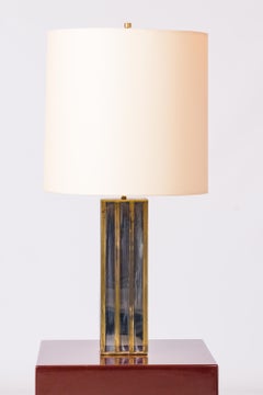 Lampada da tavolo "Building" in nichel e bronzo di Jacques Charpentier - Francia, anni '70