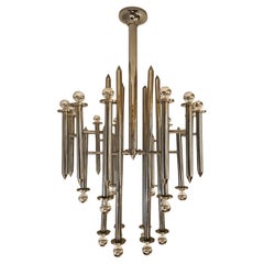 Retro Nickel Chandelier by Sciolari, Italy