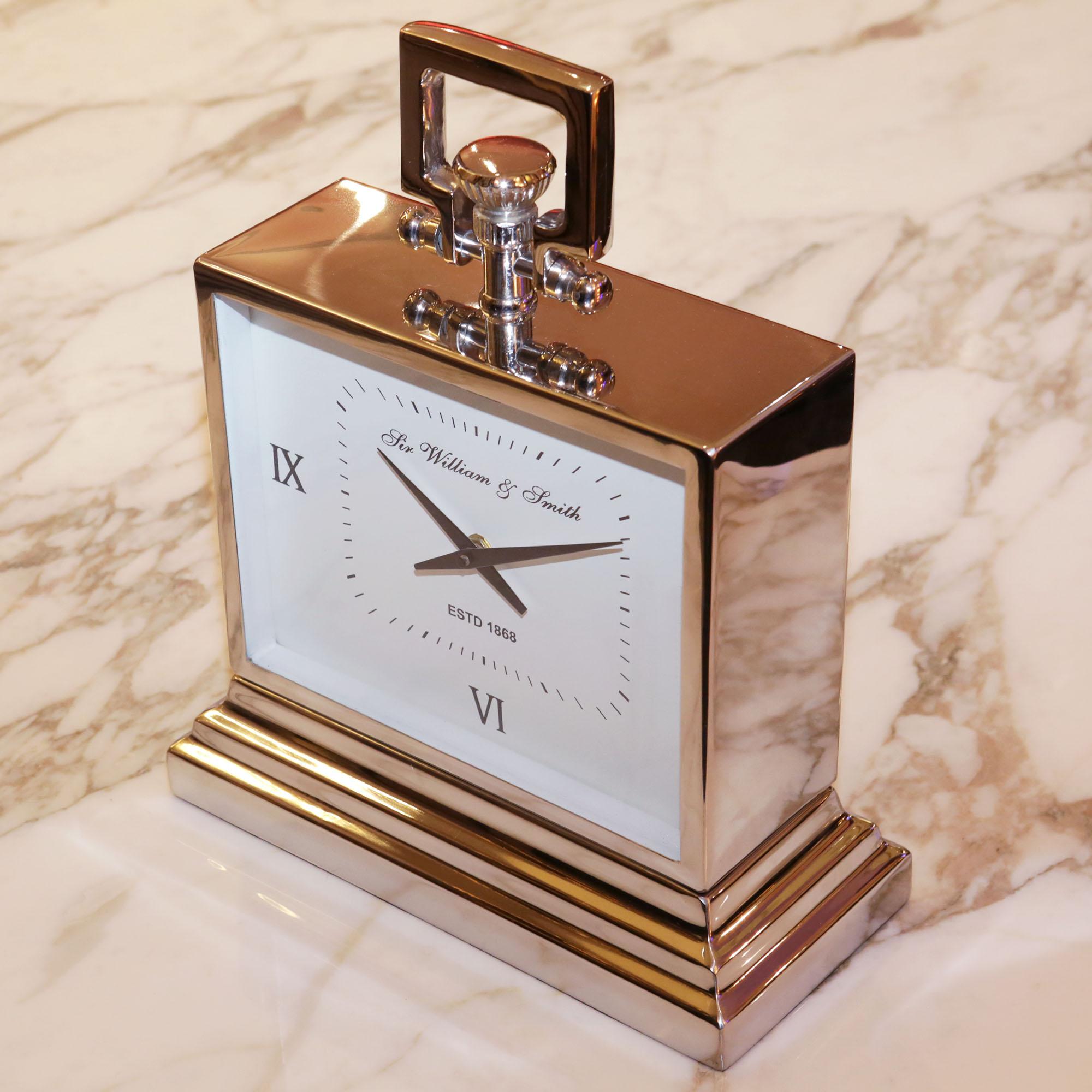 Nickel Desk Clock For Sale at 1stDibs