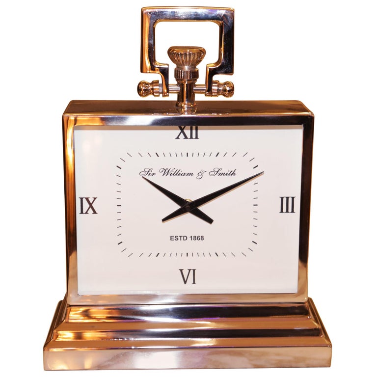 Nickel Desk Clock at 1stDibs